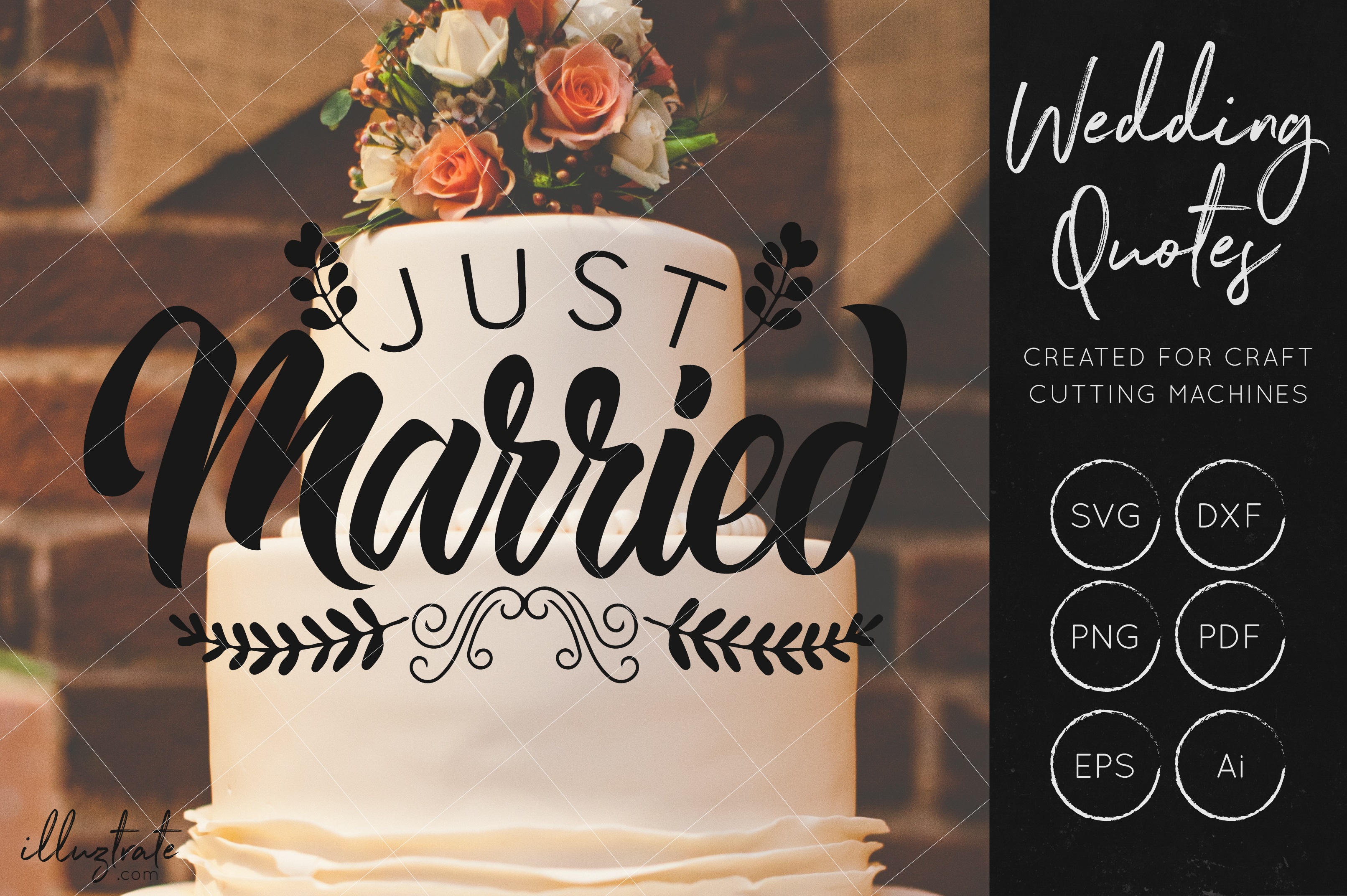 Download Just Married SVG Cut File - Wedding Quote - Wedding SVG