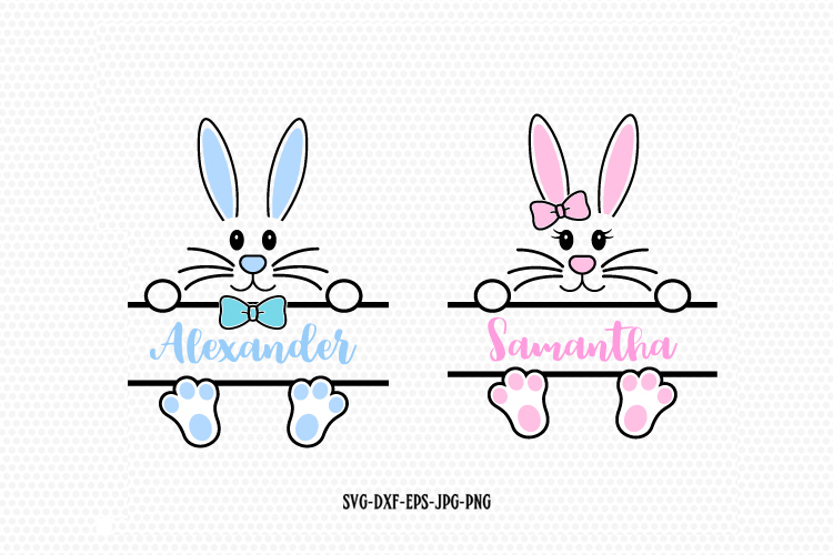 Download Bunny Girl boy monogram frame Svg, Easter Svg