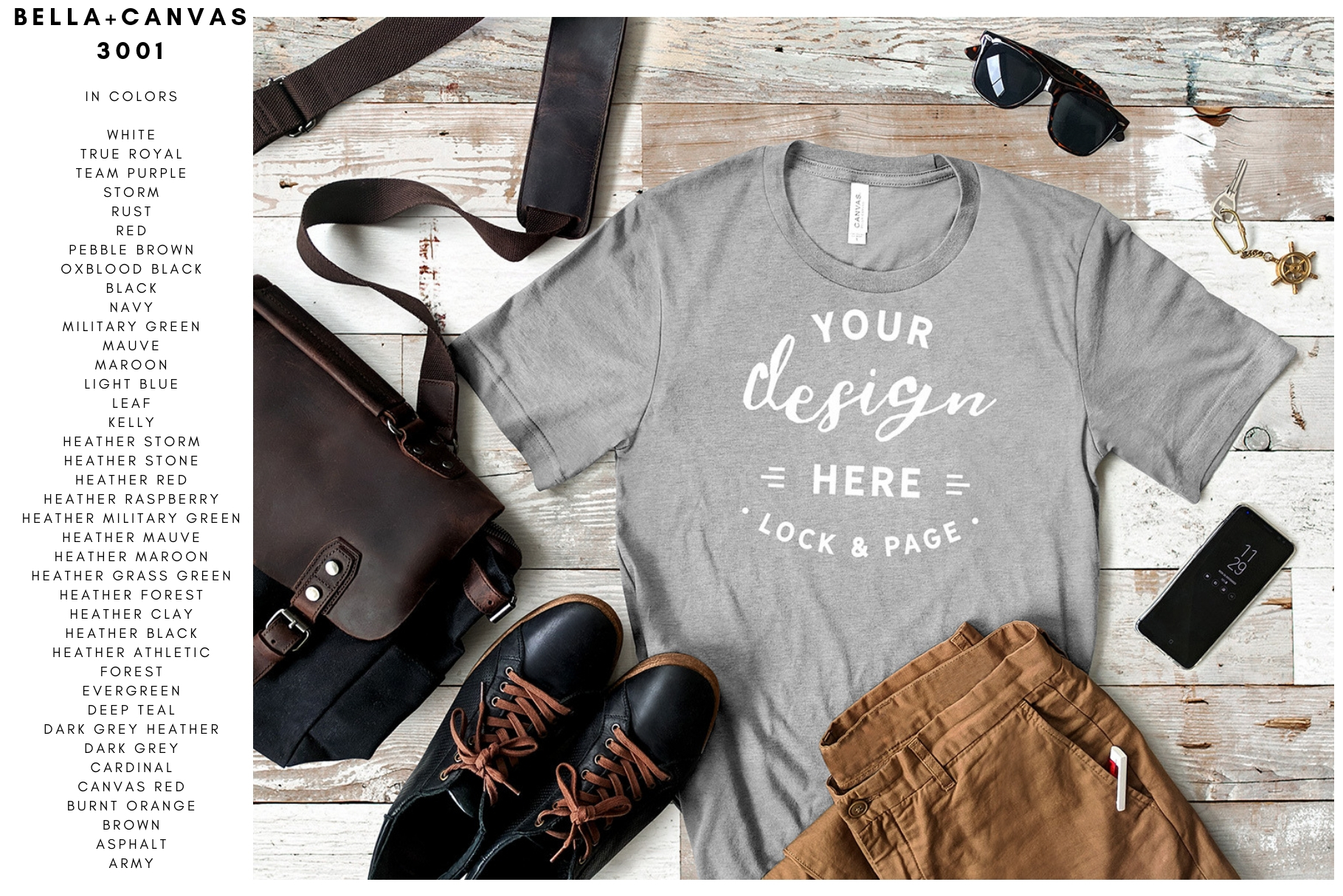 Download Men's Bella Canvas 3001 Masculine T-Shirt Mockup Mega Bundle