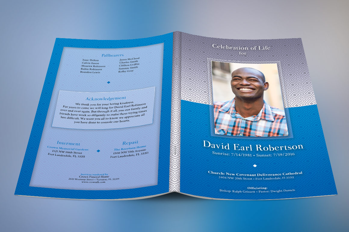 blue diamond funeral program template funeral programs templates
