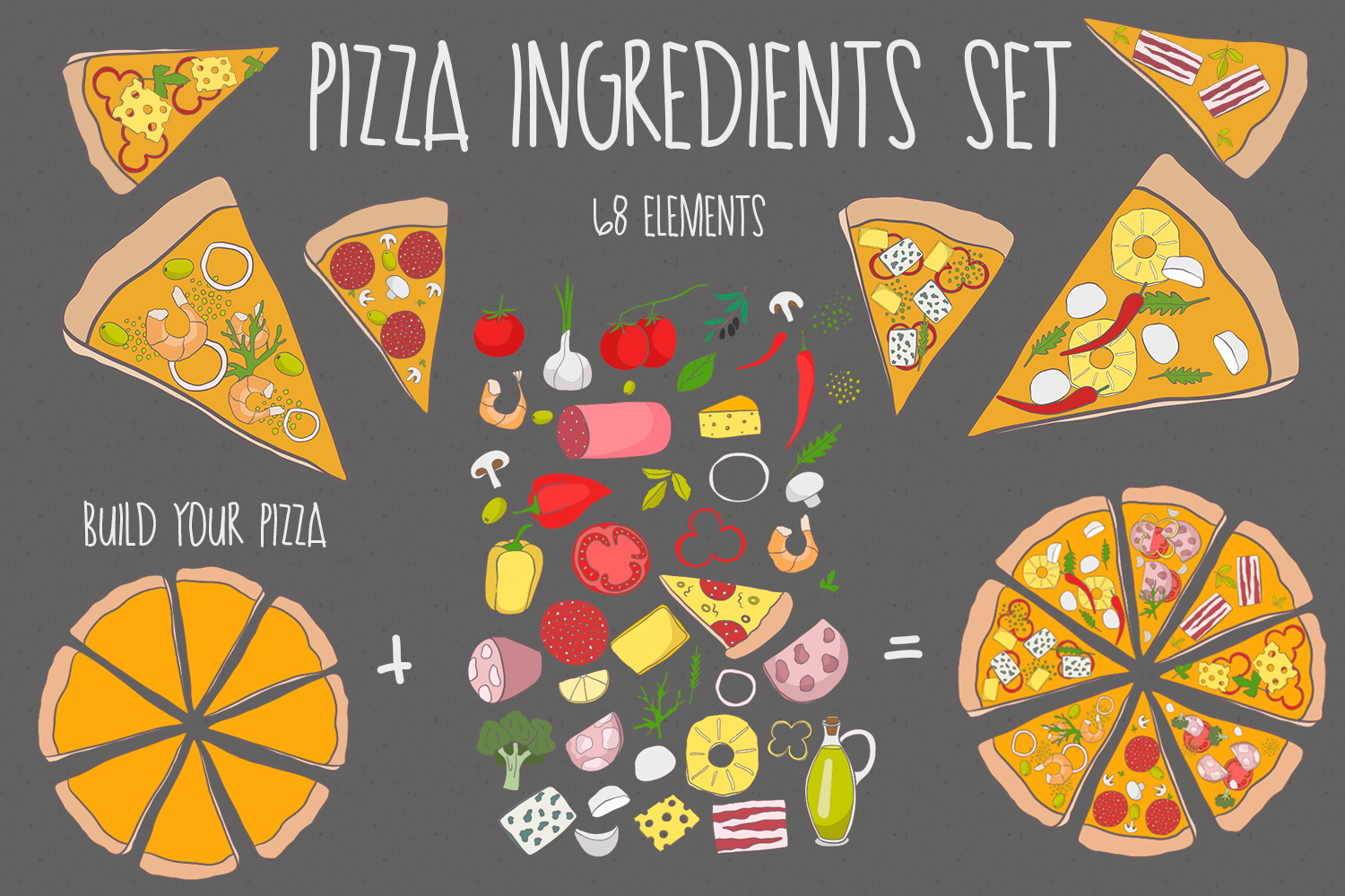 Pizza Ingredients Set