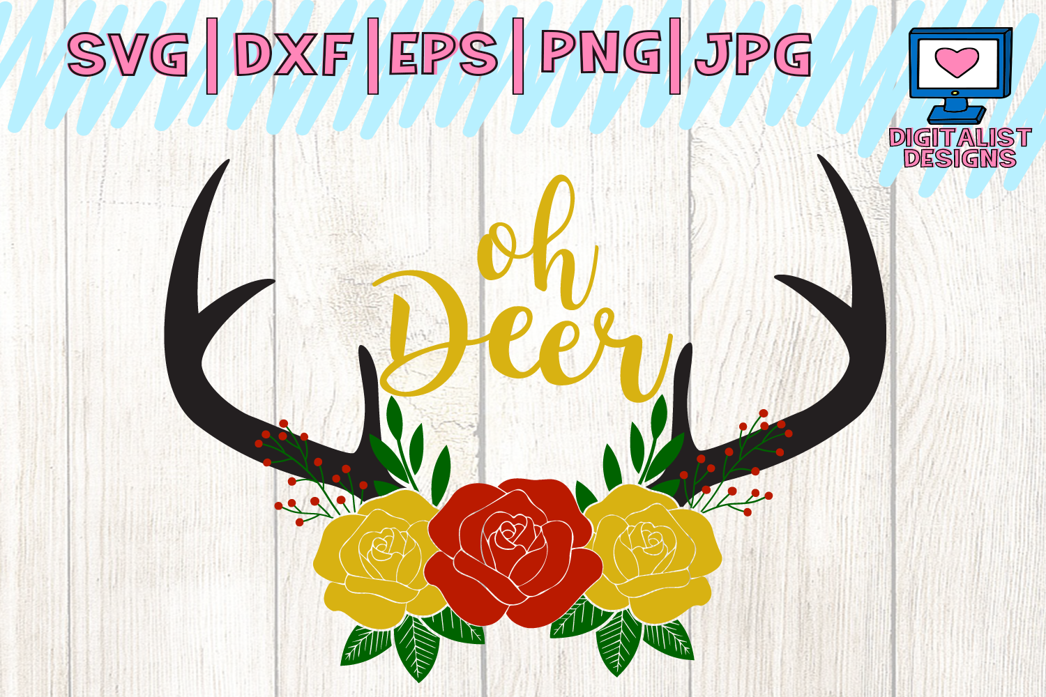 Download oh deer svg, deer svg, winter svg, antlers svg (121505) | Cut Files | Design Bundles