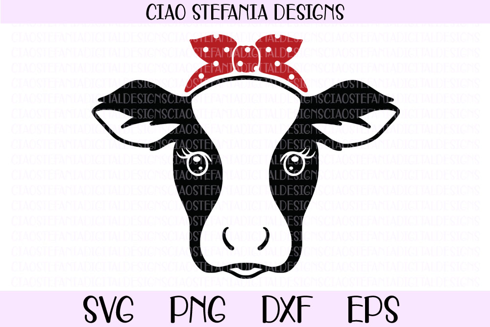 Cow Face Bandanna Bow SVG PNG DXF EPS Cut File