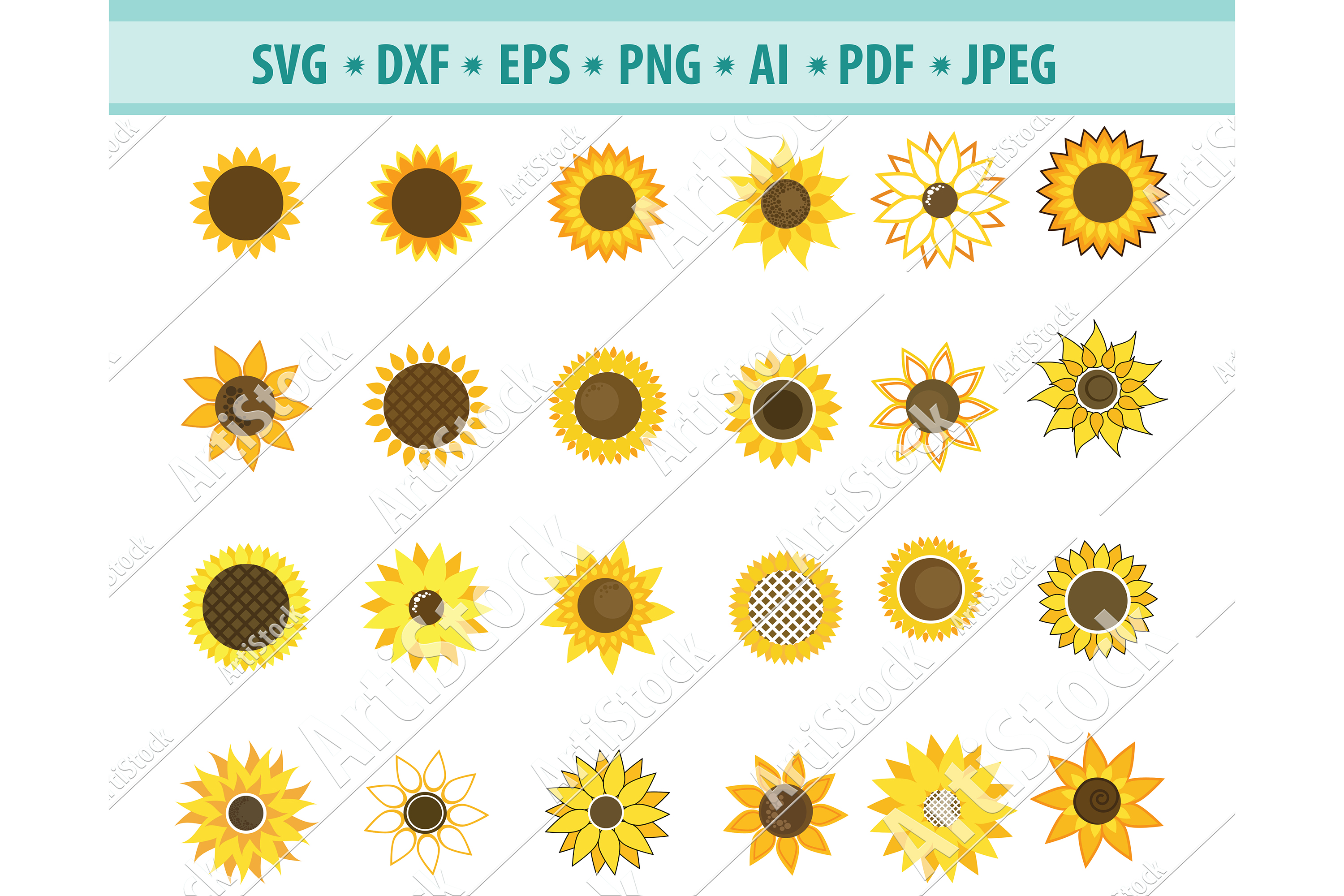 Download Sunflower svg, Sunflower clipart, Sun frame Dxf, Png, Eps ...