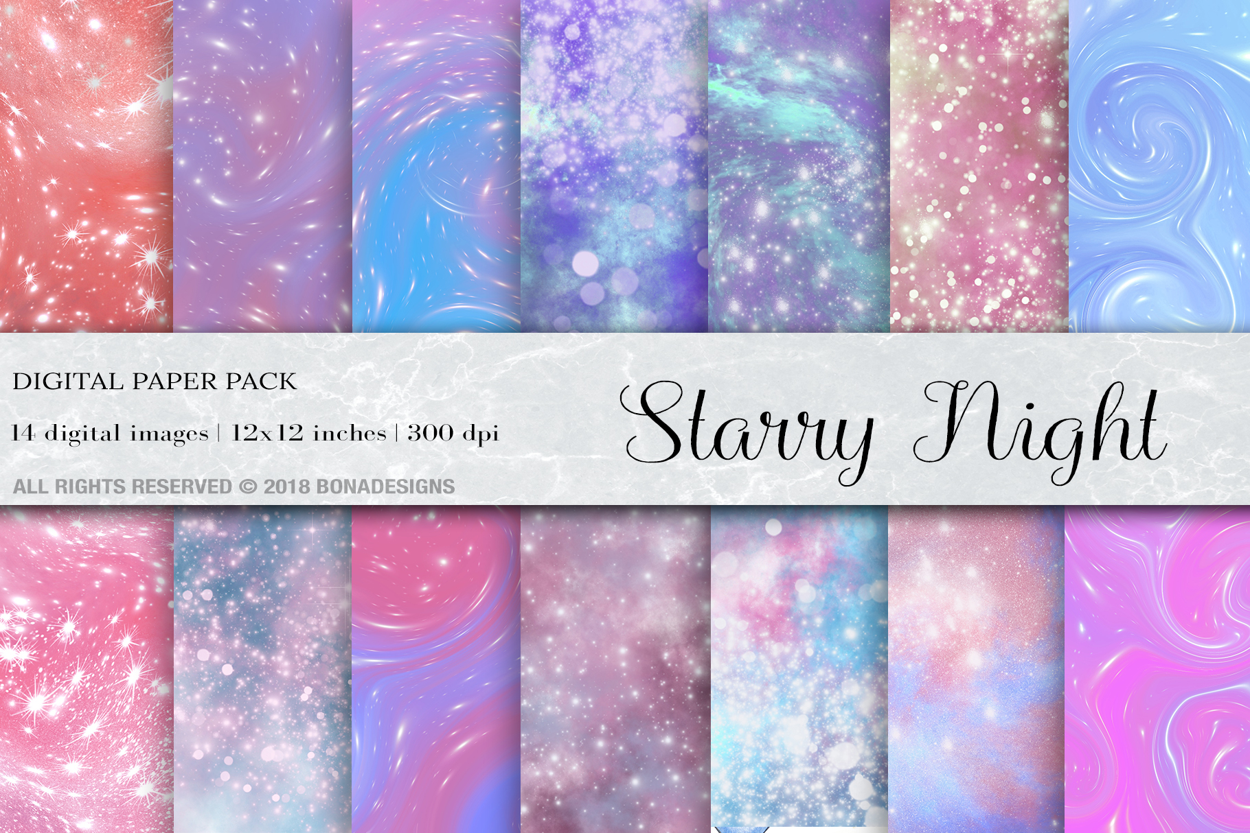 Starry Night Digital Papers, Space Background