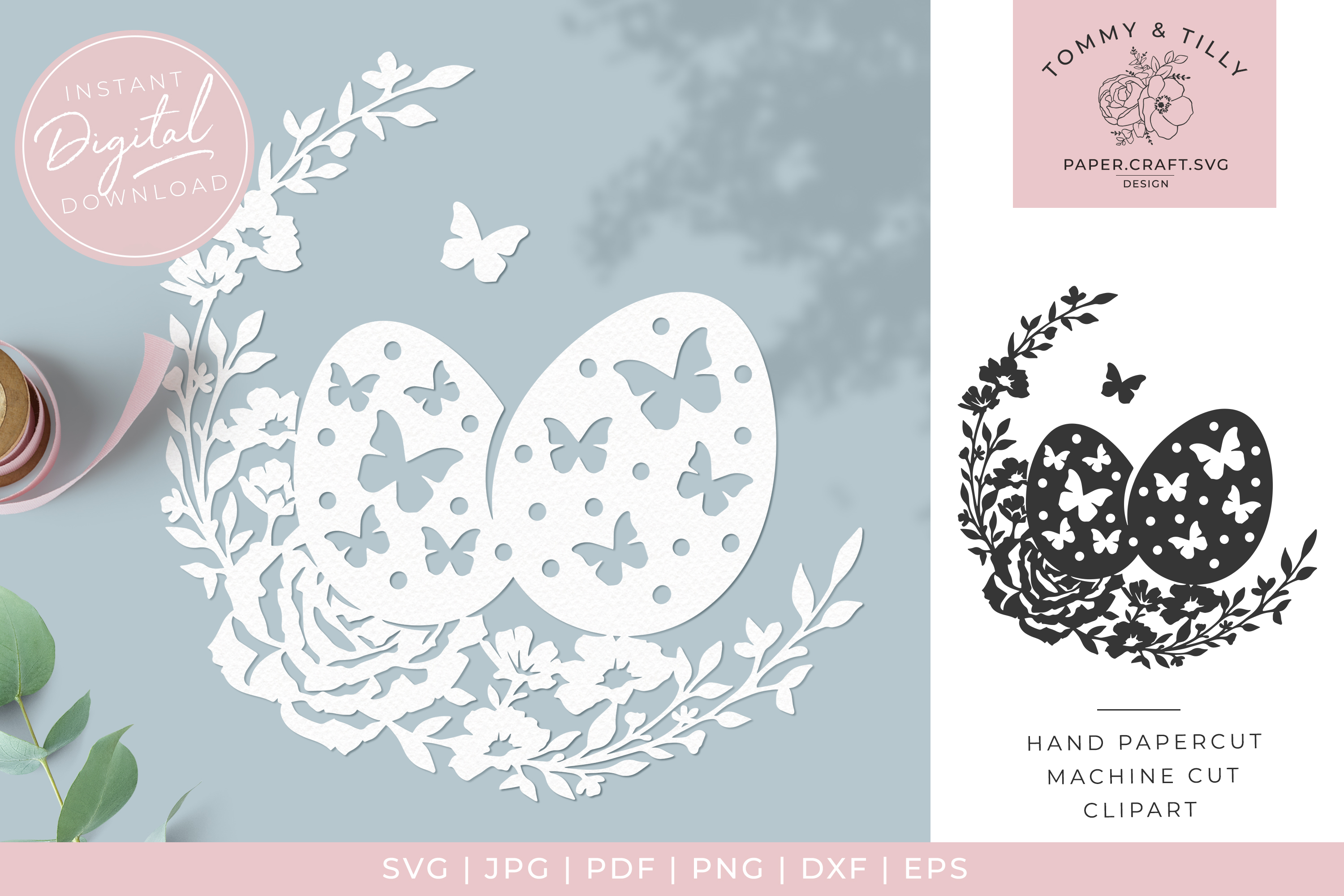 Download Easter Egg Wreath - Butterfly SVG Papercut Cutting File
