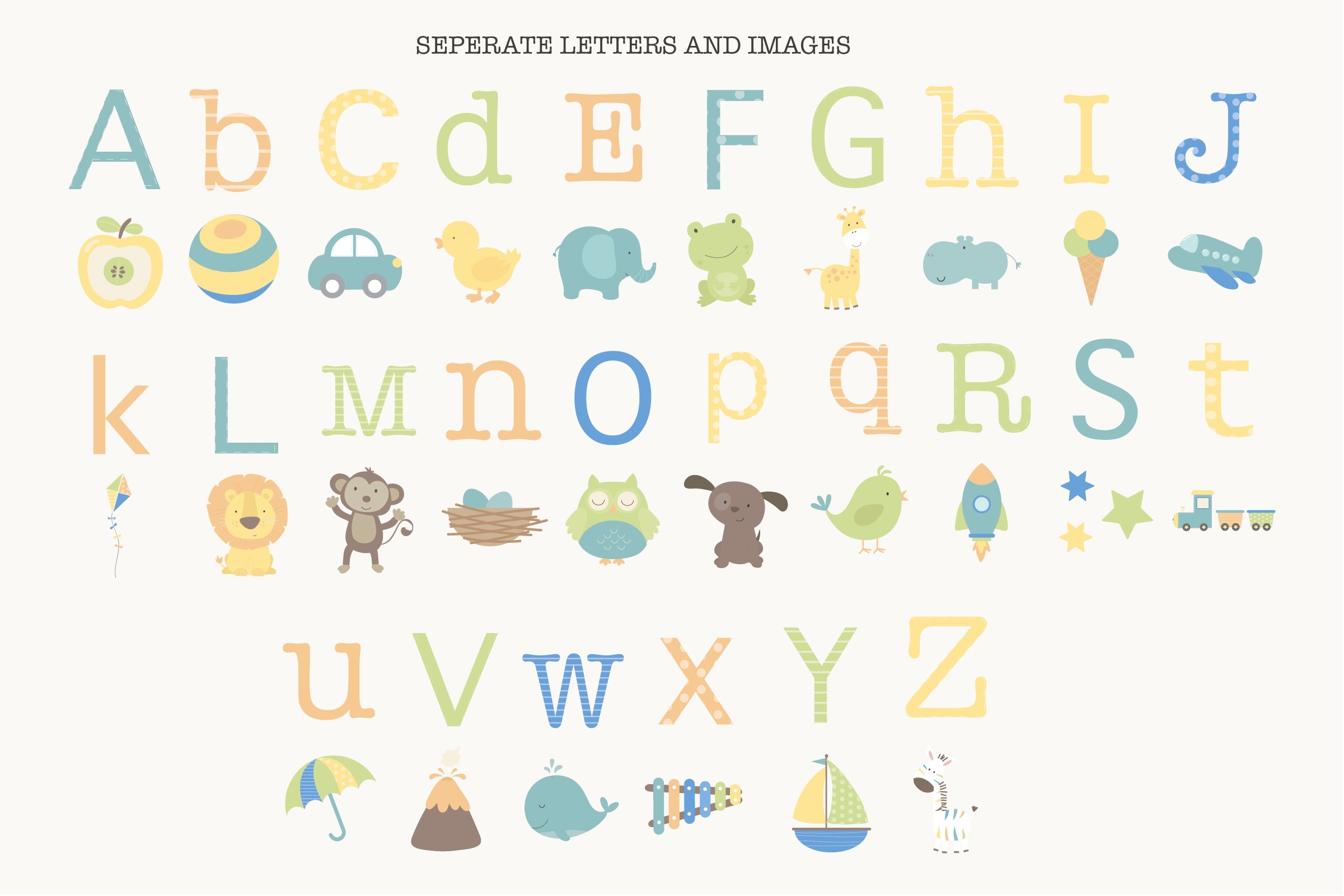 Baby Boy Alphabet (278405) Illustrations Design Bundles