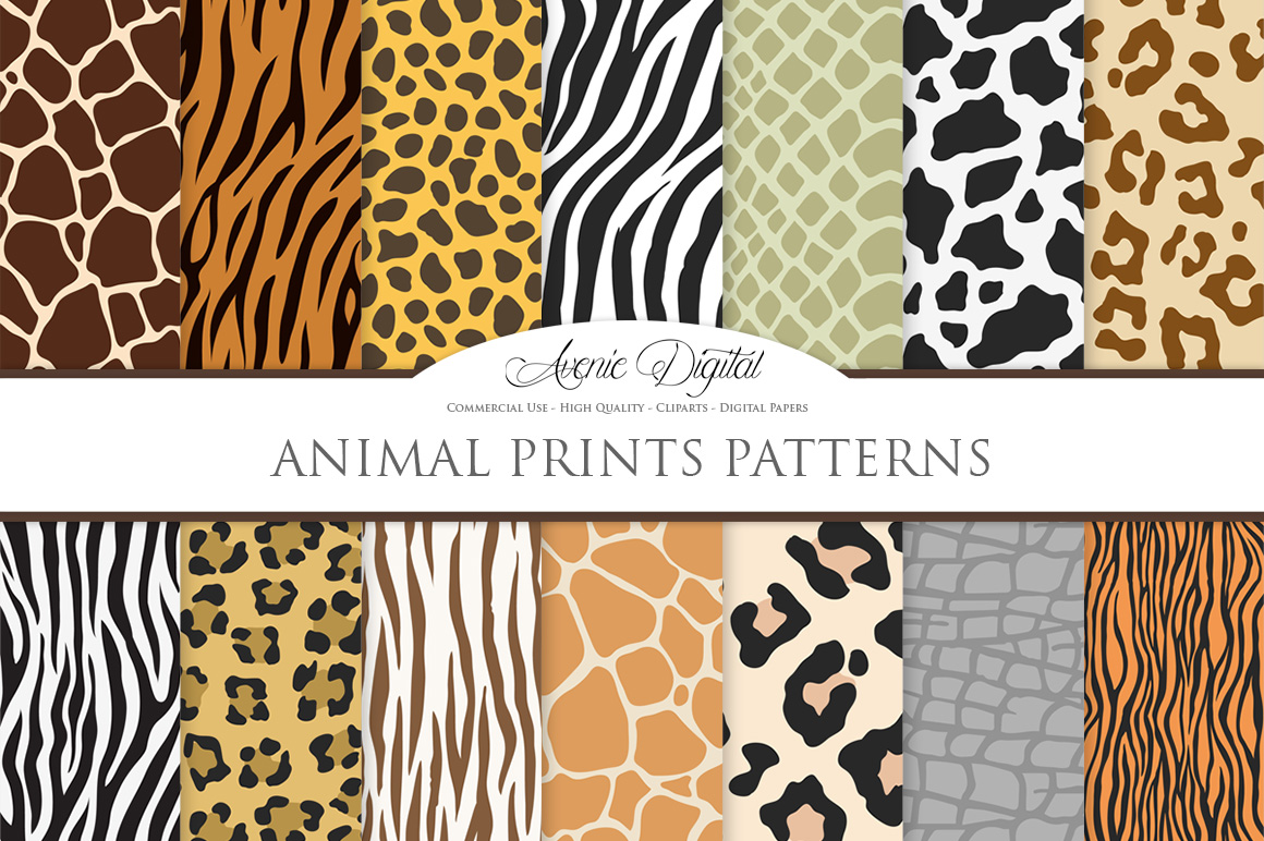 Animal Print Vector Patterns - Safari Seamless Digital Papers (44866