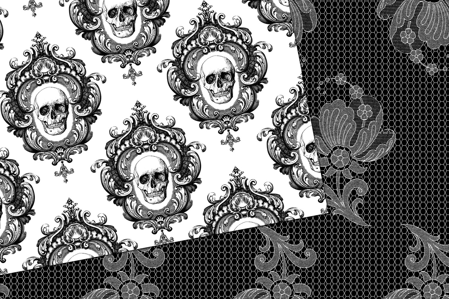 Seamless Black and White Gothic Digital Paper