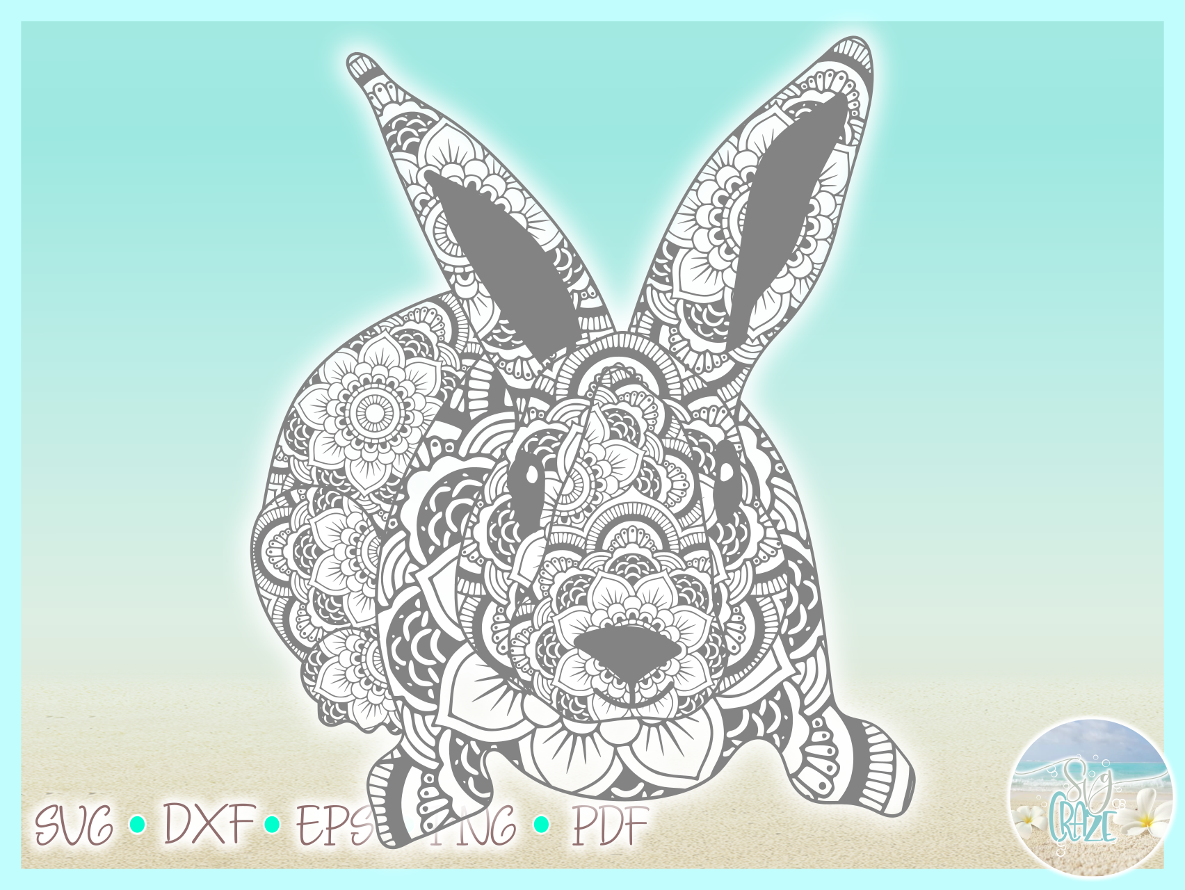 Download Easter Bunny Mandala Zentangle Svg Dxf Eps Png Pdf Files