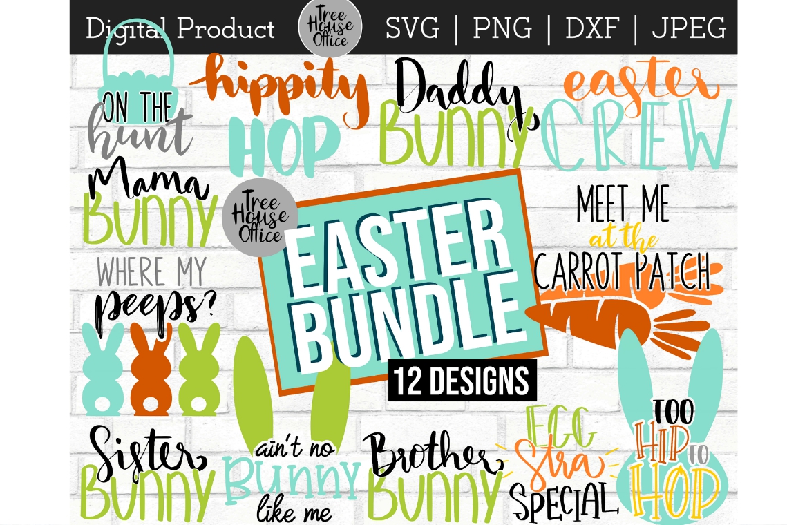Download Easter Bundle, Bunny Hop, Happy Easter SVG, PNG JPEG DXF ...