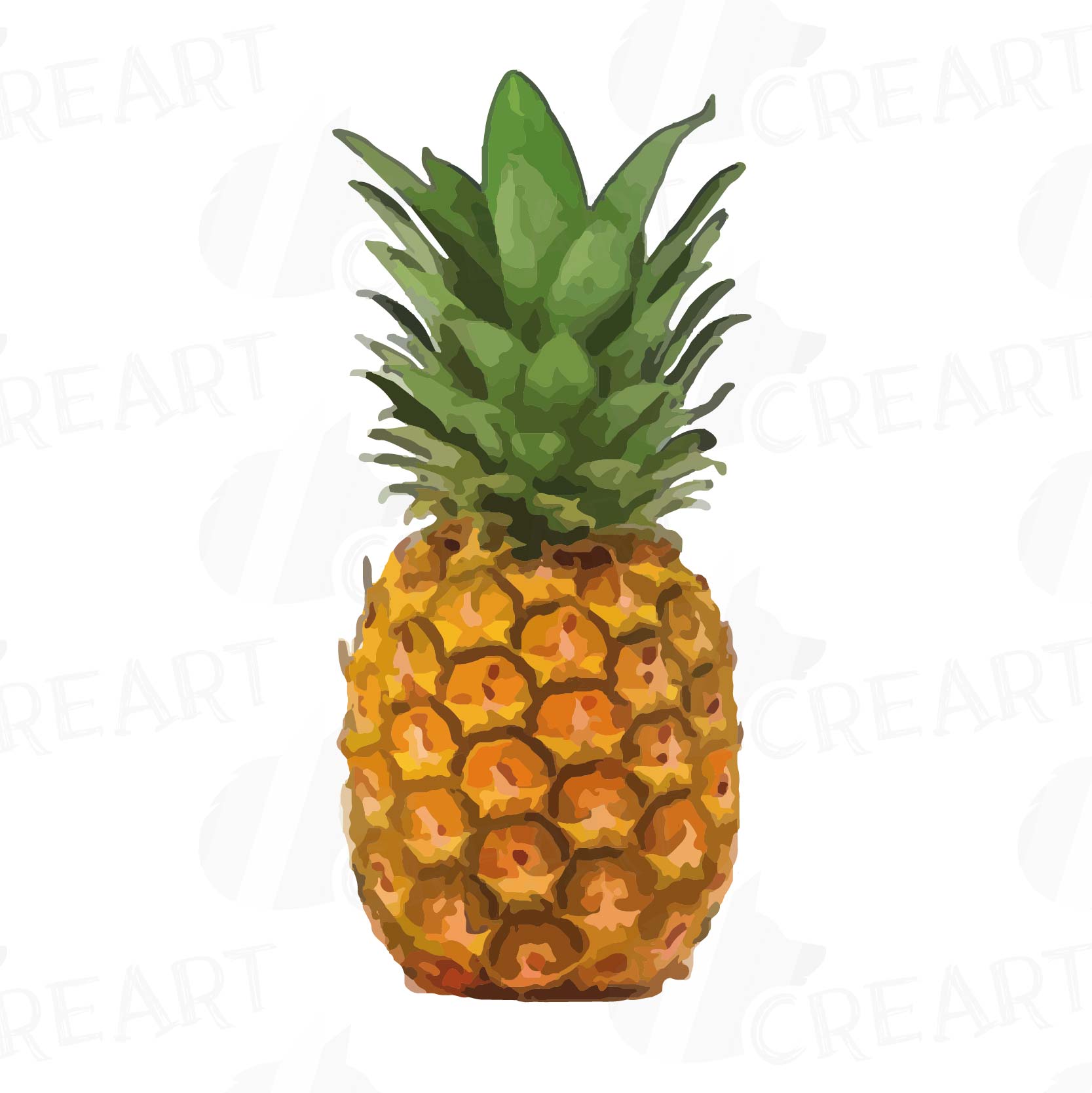 Download Watercolor Pineapple clip art pack, watercolor ananas clip art exotic fruit, Printable png, pdf ...