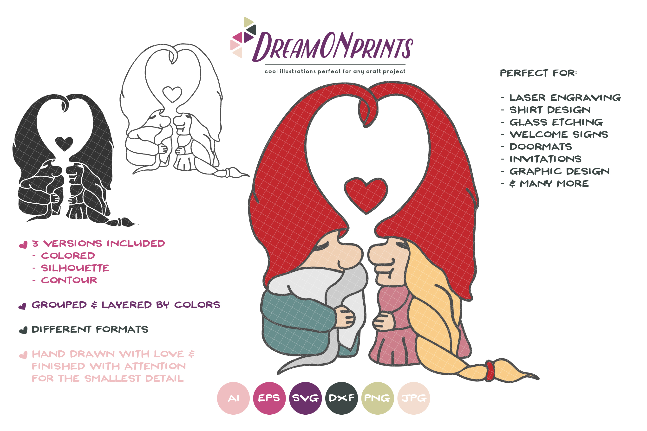Download Love Gnomes SVG - Valentine Gnome SVG
