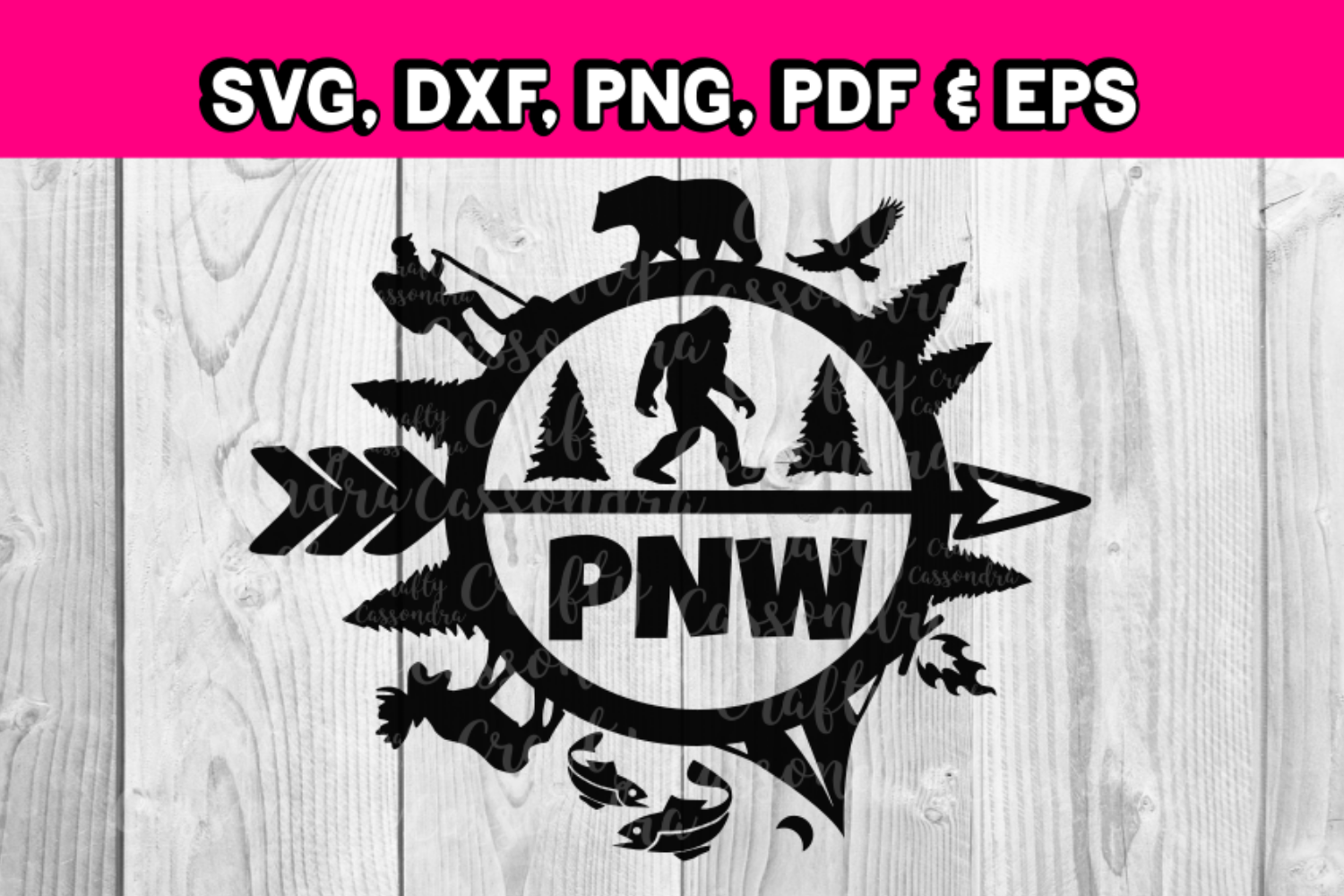 PNW Bigfoot - Bigfoot silhouette - Pacific northwest svg
