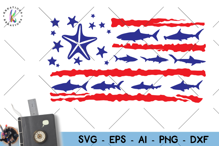 Download Shark flag svg Shark svg Fish USA flag distress