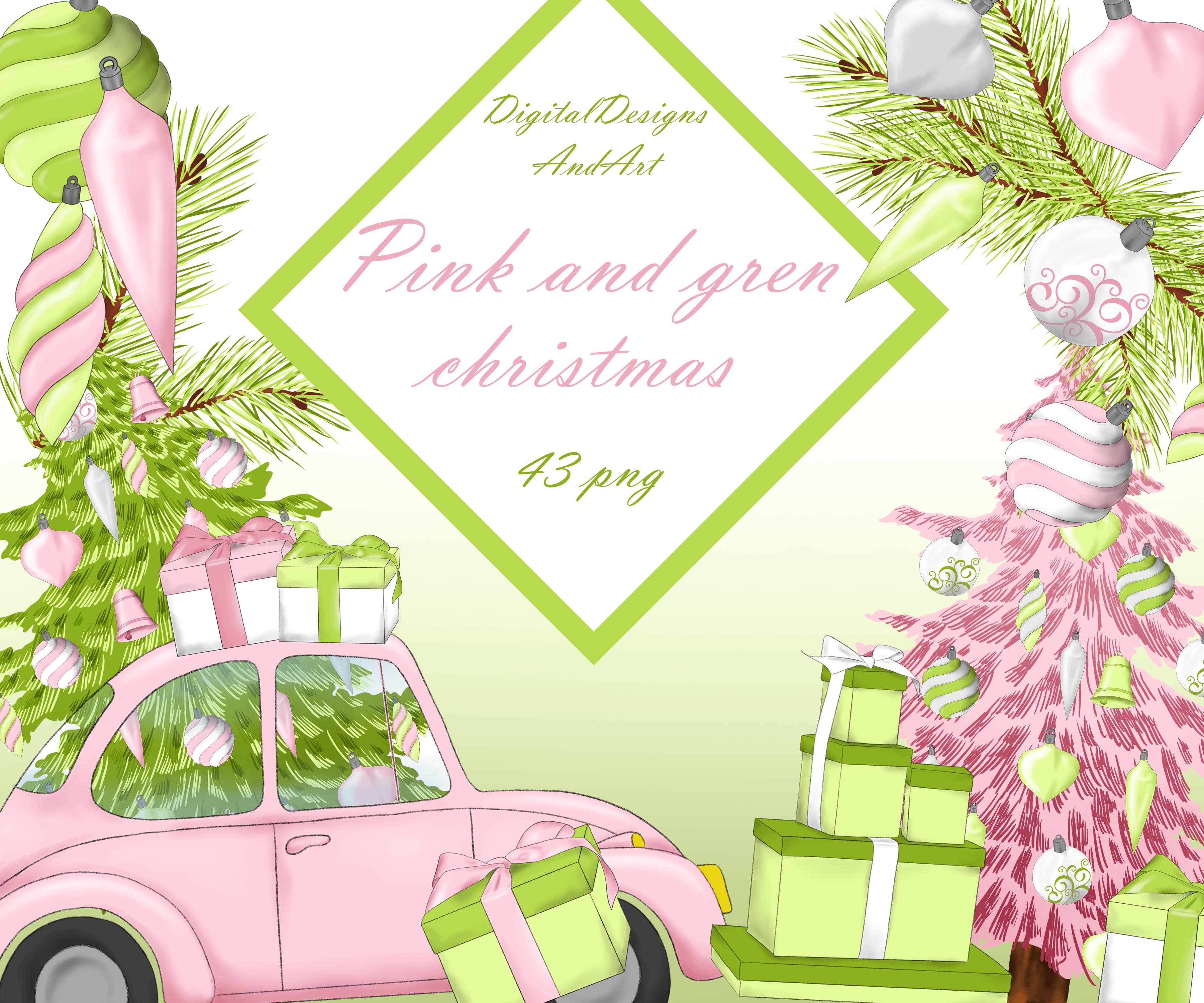 Christmas in pink and green