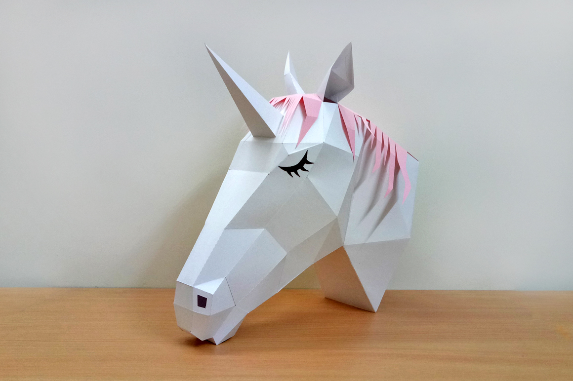 DIY Unicorn head 3d papercraft (110829) Printables