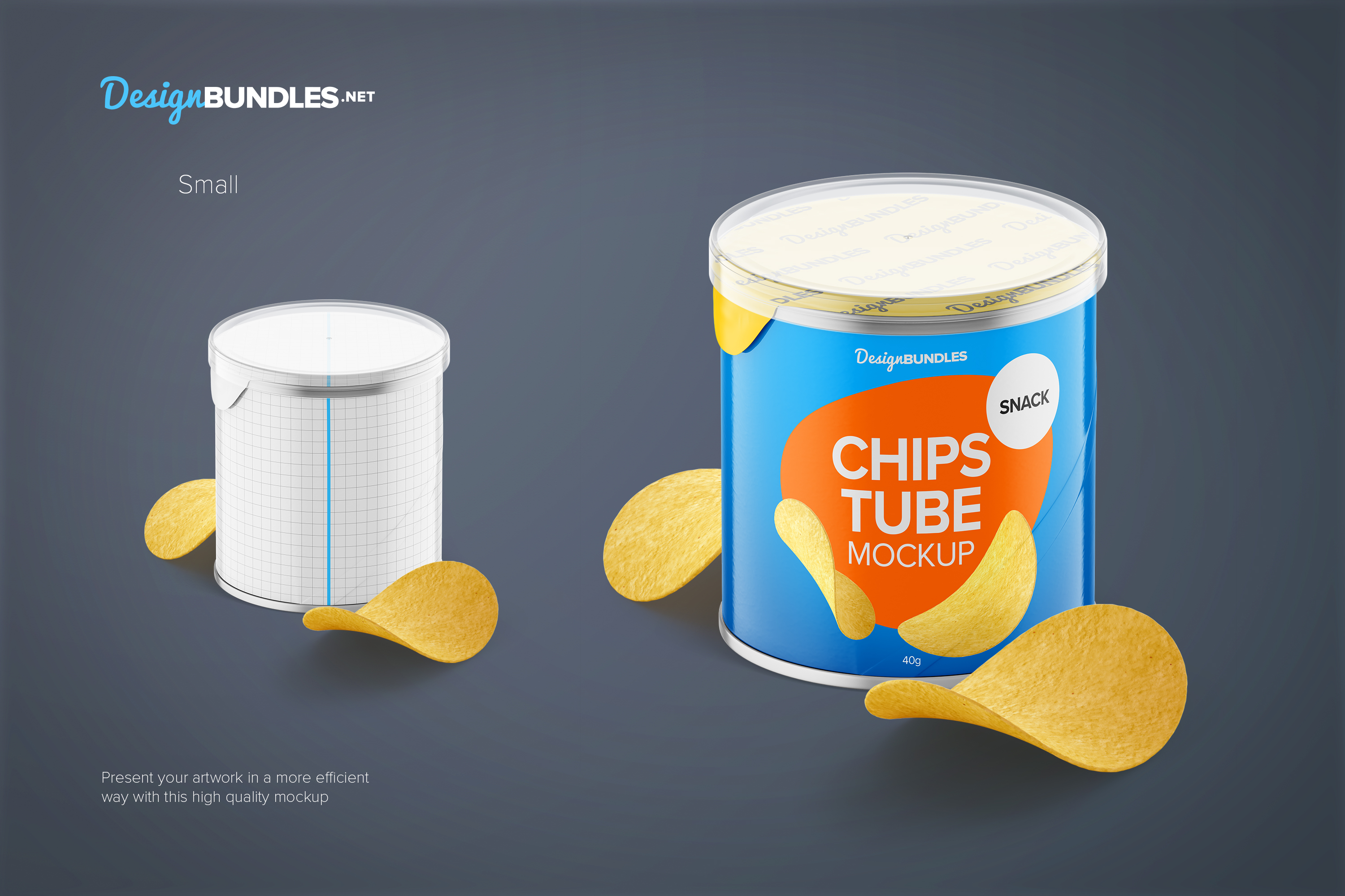 Glossy Snack Tube with Chips Mockups