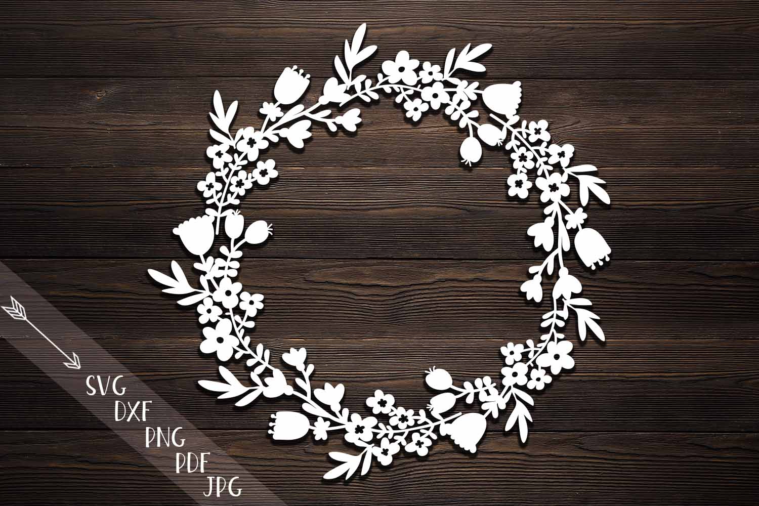 Download flower wreath paper cutting template svg dxf file