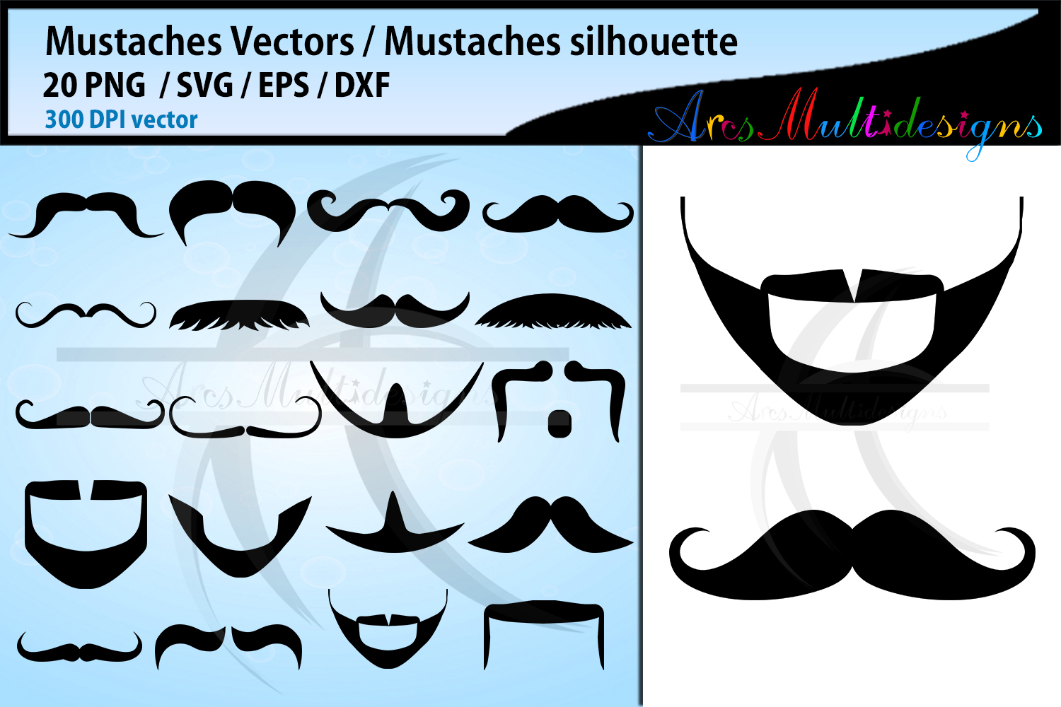 Download Mustaches svg silhouette / Mustaches beard vector cut files