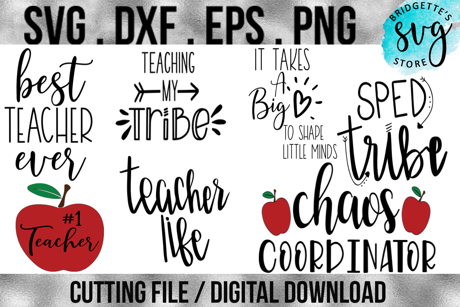 Download Teacher Bundle SVG, DXF, PNG, EPS File Cricut Silhouette ...