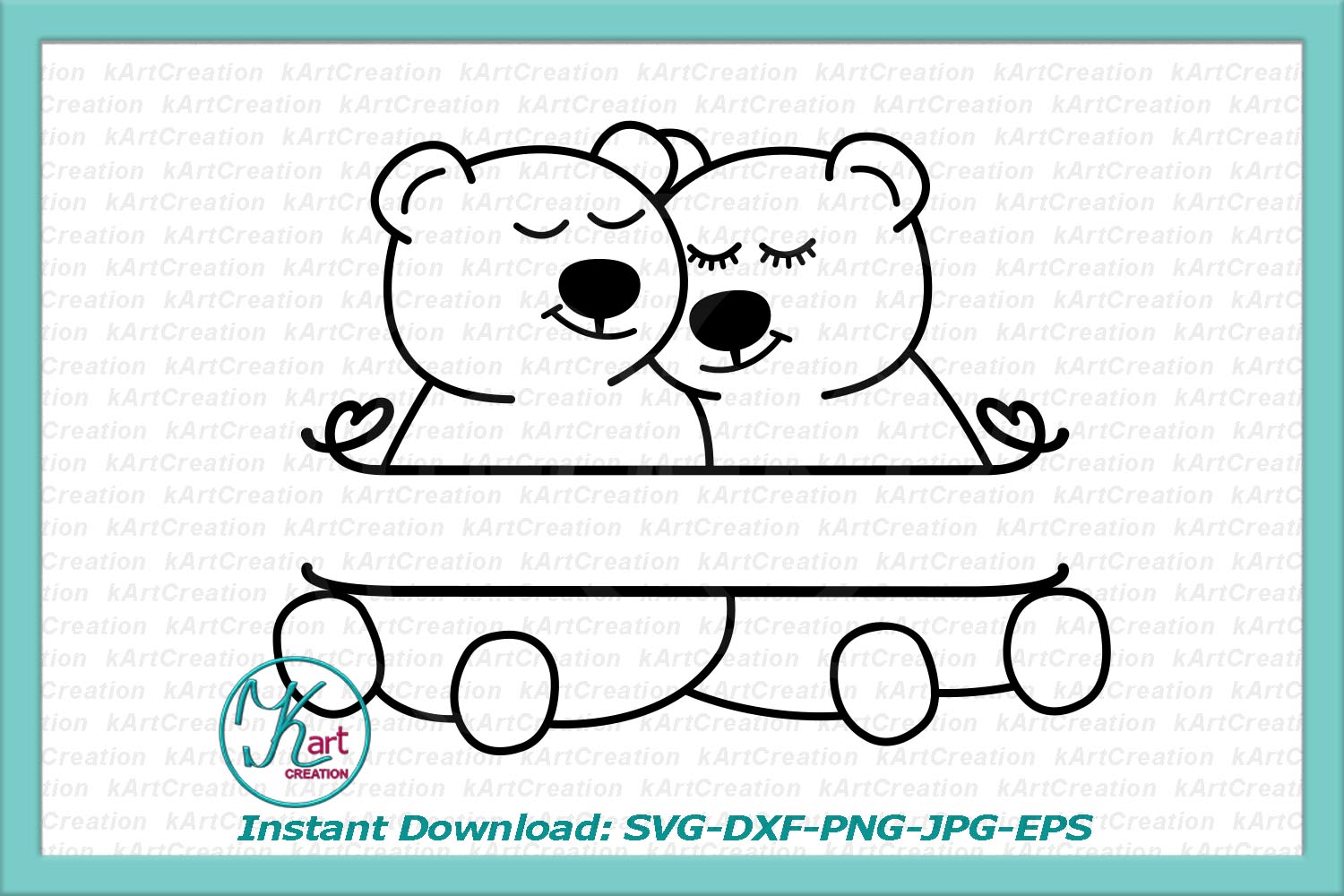 Download Couple bear split Valentine Love monogram svg dxf cut ...