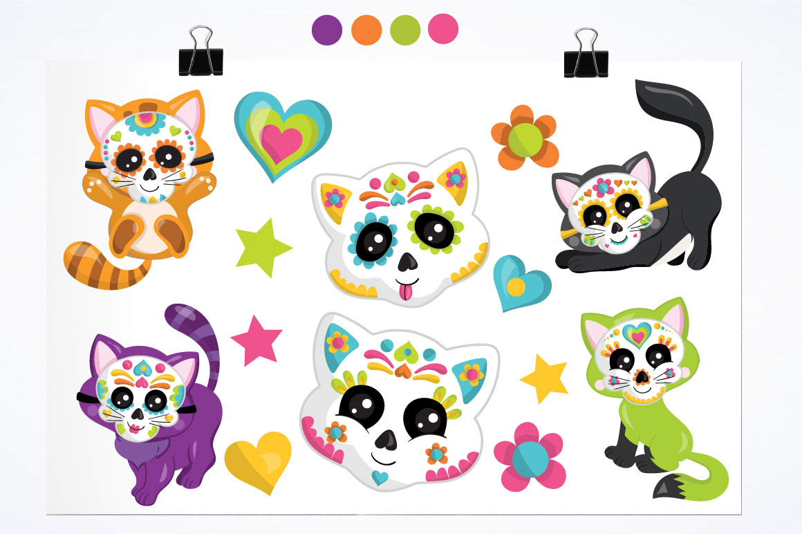Sugar skull cats graphics and illustrations (39184) | Illustrations