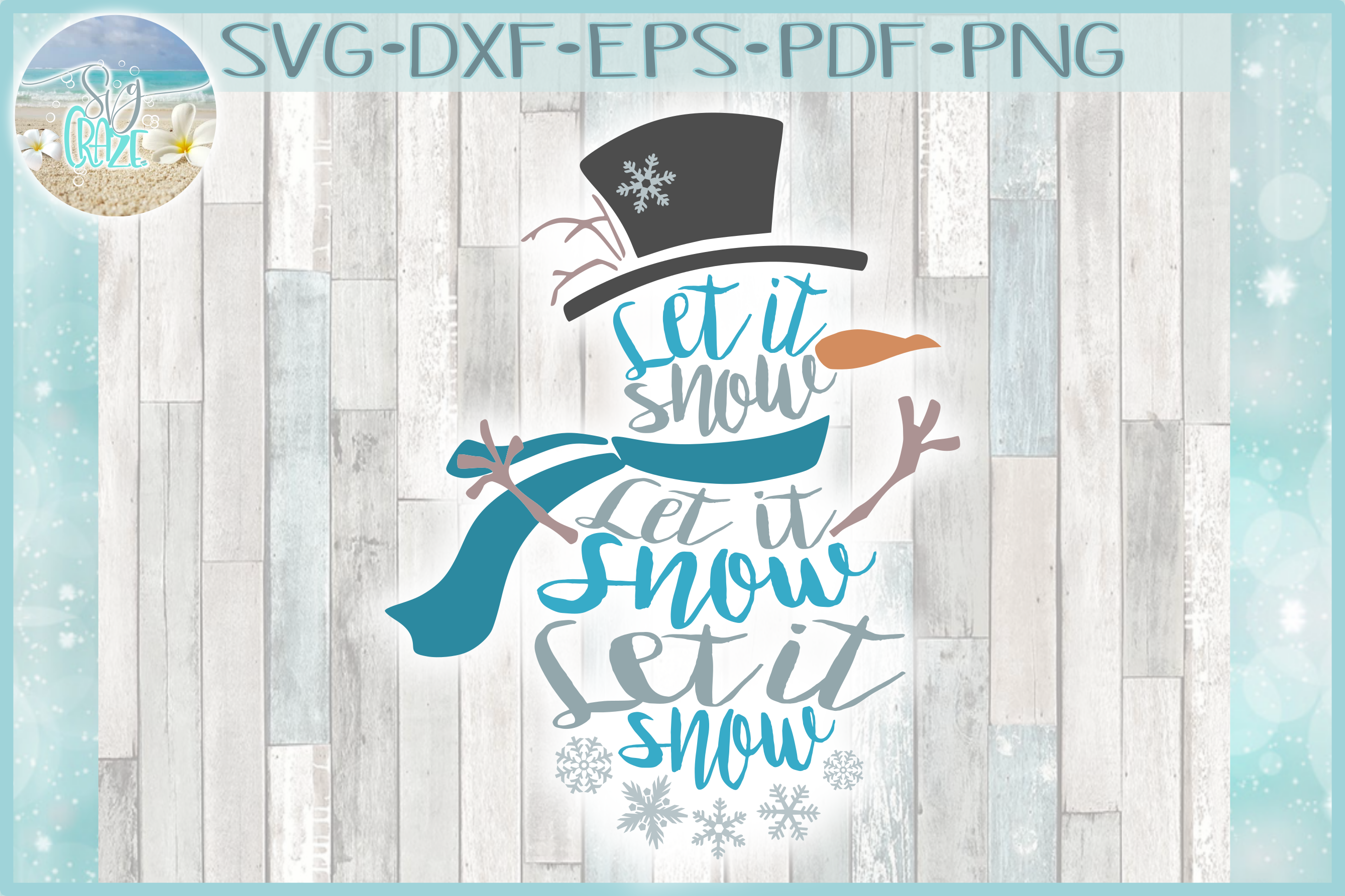 Let It Snow Word Snowman Christmas Winter Holiday SVG