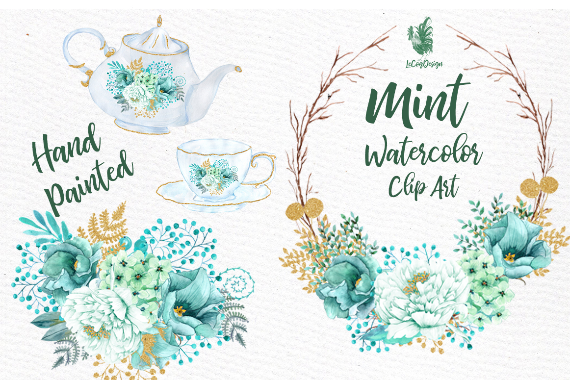 Download Mint Watercolor Flowers