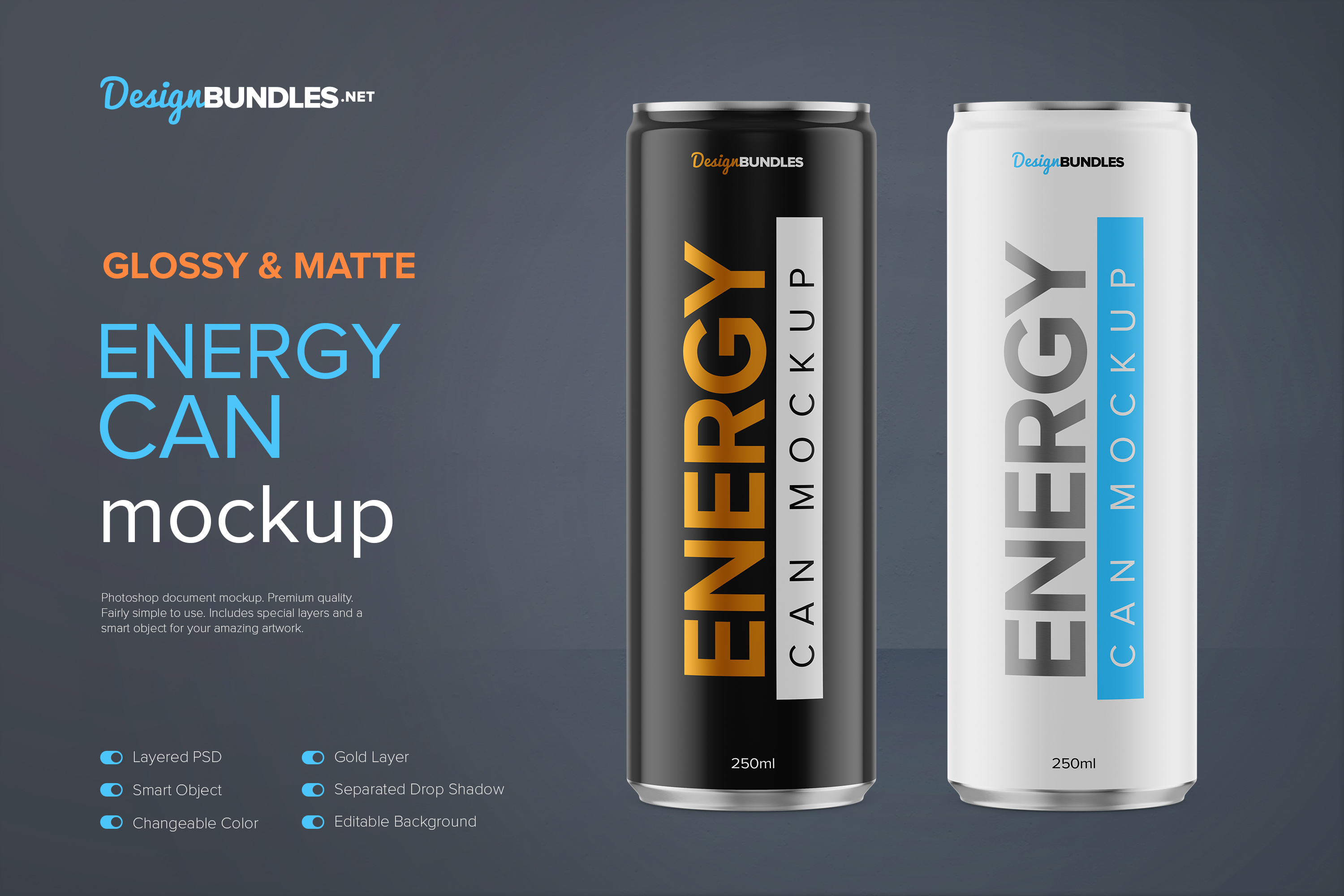 Download 250ml Energy Drink Can Mockup