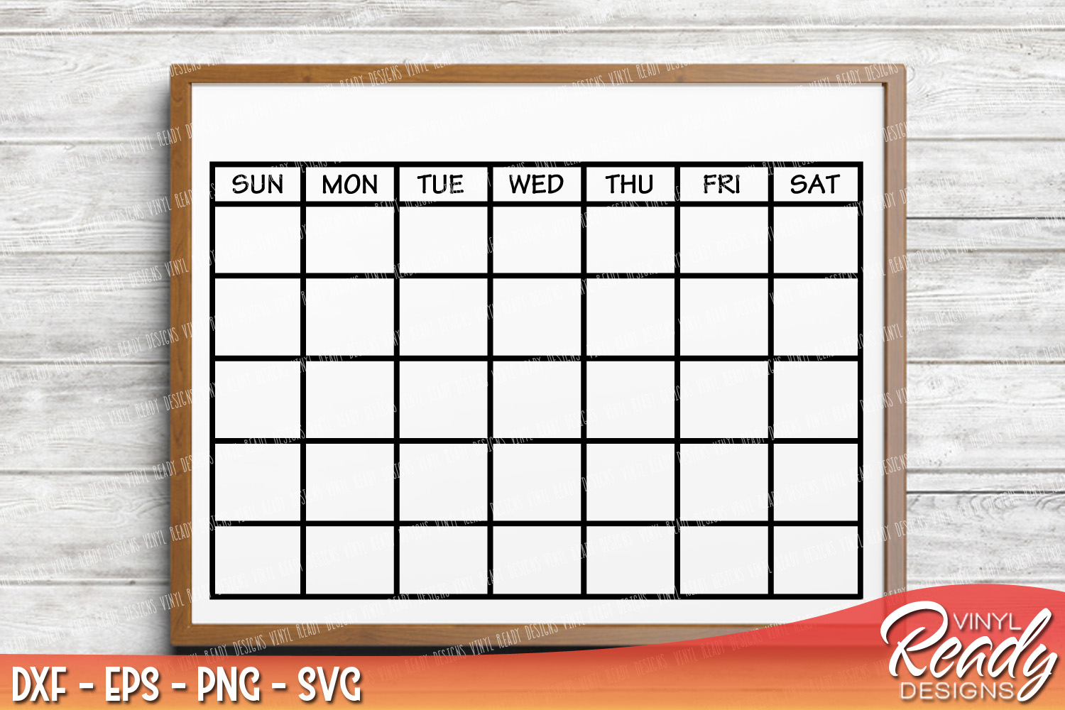 Monthly Calendar Template - Vector Clip Art - Cutting Files - DXF EPS PNG SVG