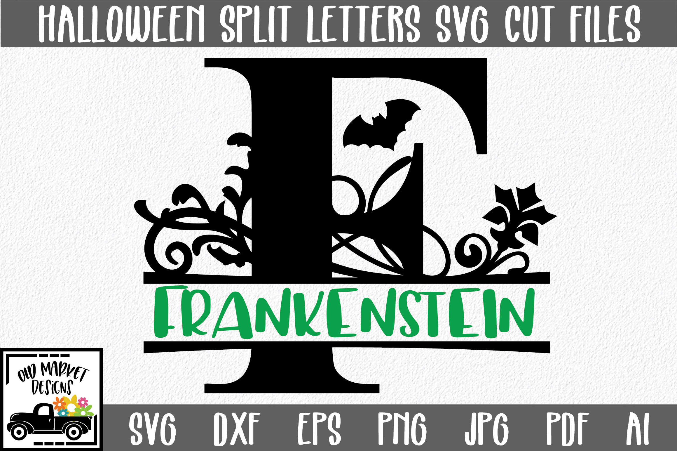 Download Halloween Split Letter A-Z SVG Cut Files