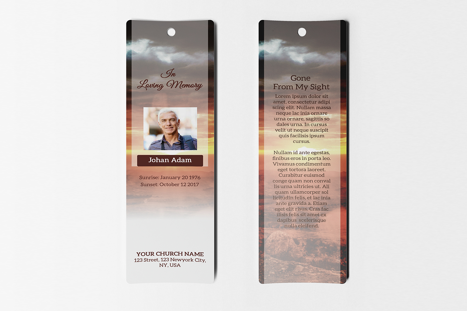 Funeral Bookmark Template