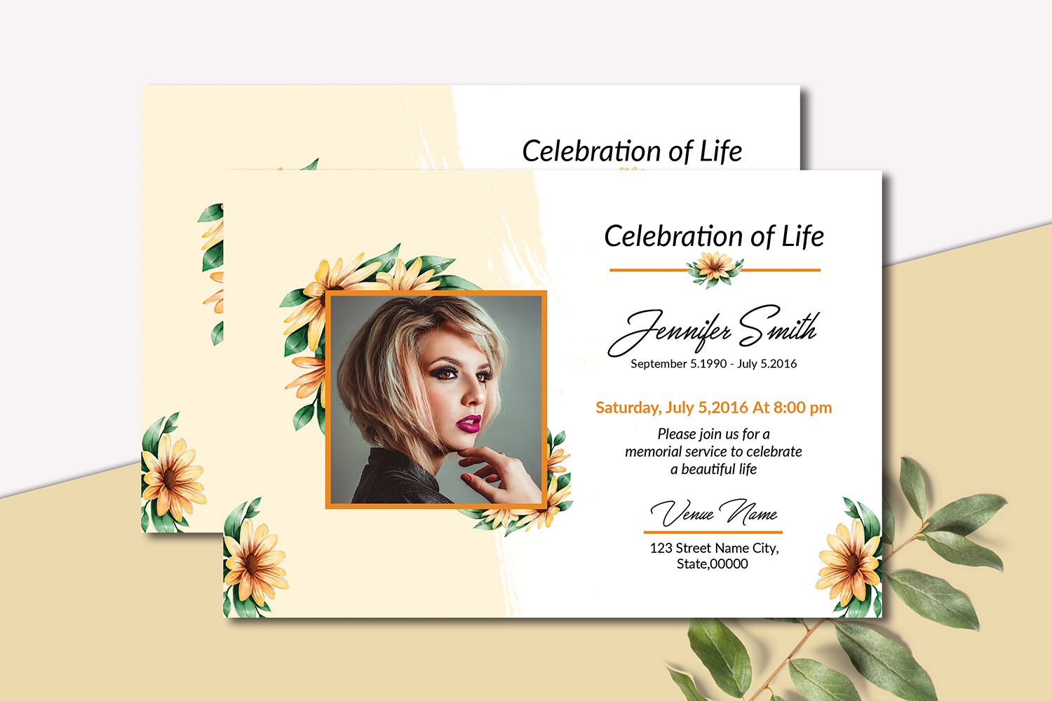 Funeral Announcement Invitation Card Template