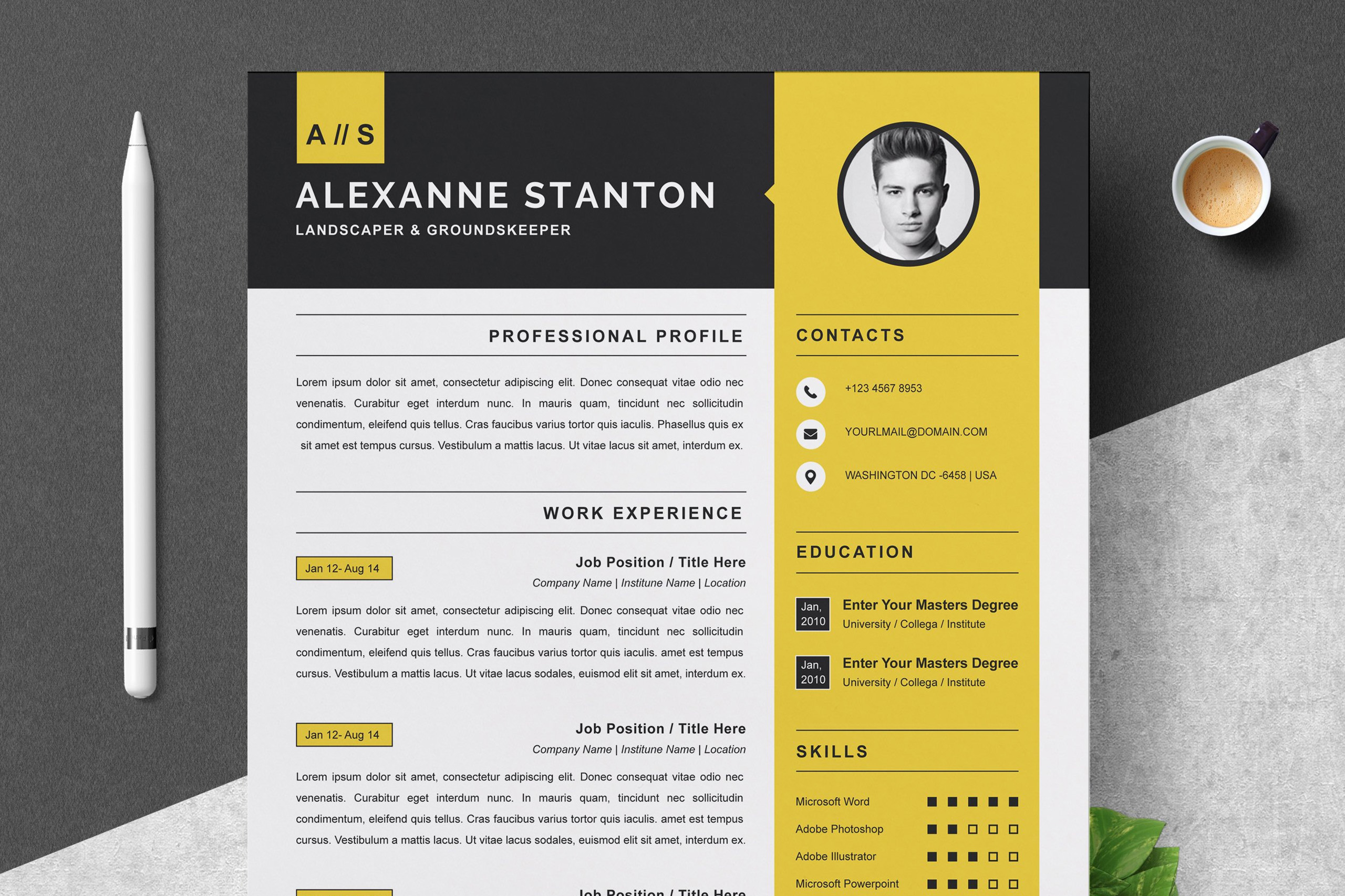 Verwonderlijk Resume Template / CV Design Template | MS Word | Apple Pages TI-96