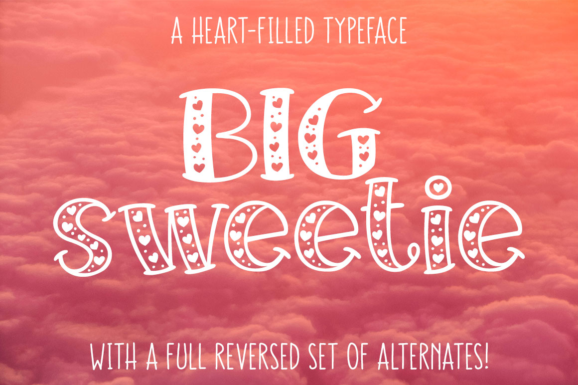 Big Sweetie Heart Filled Font 8128 Valentines Font Bundles 5140