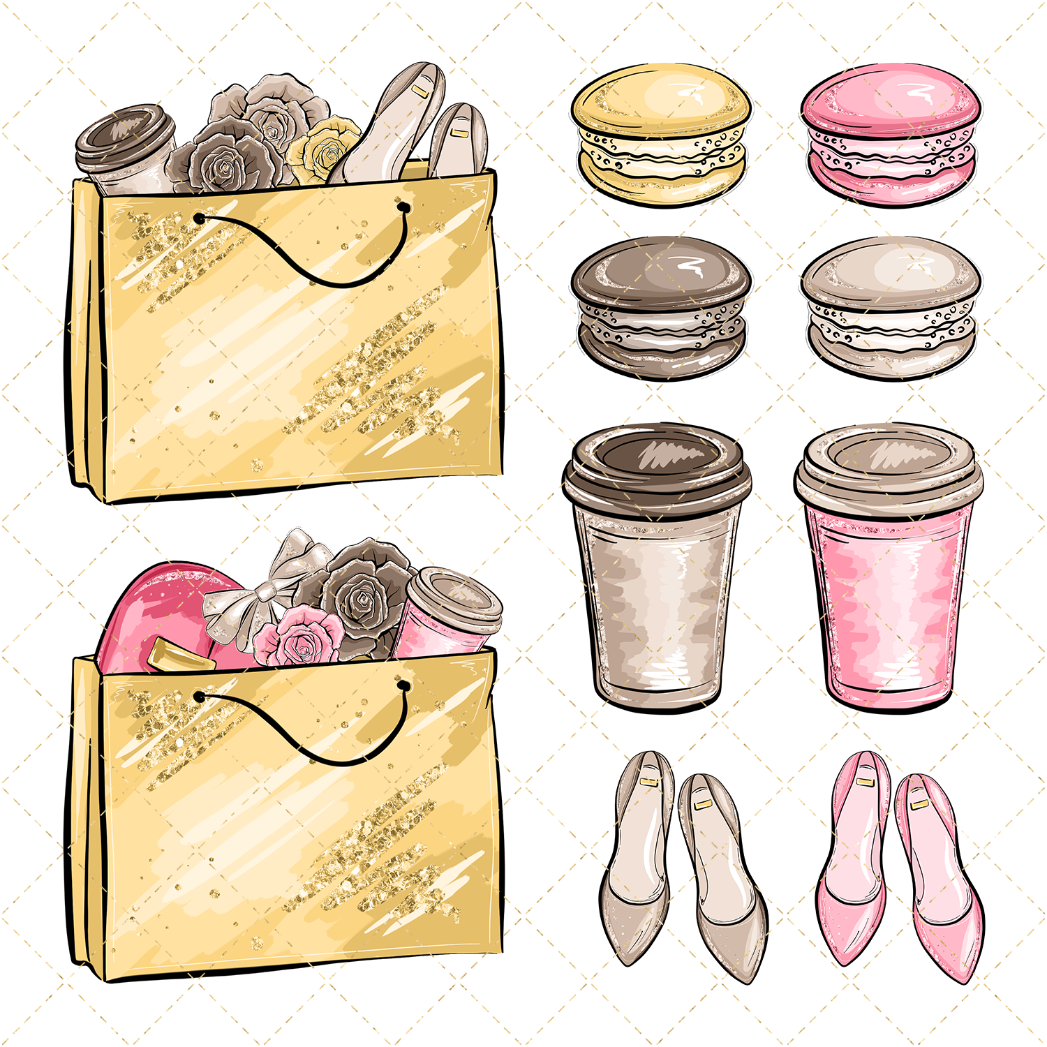 Shopping Watercolor Cliparts