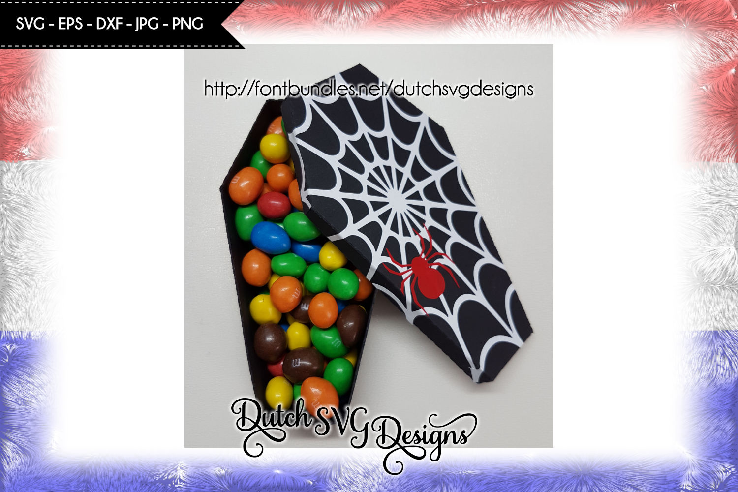 Halloween coffin cutting file with spiderweb, in SVG EPS DXF, for