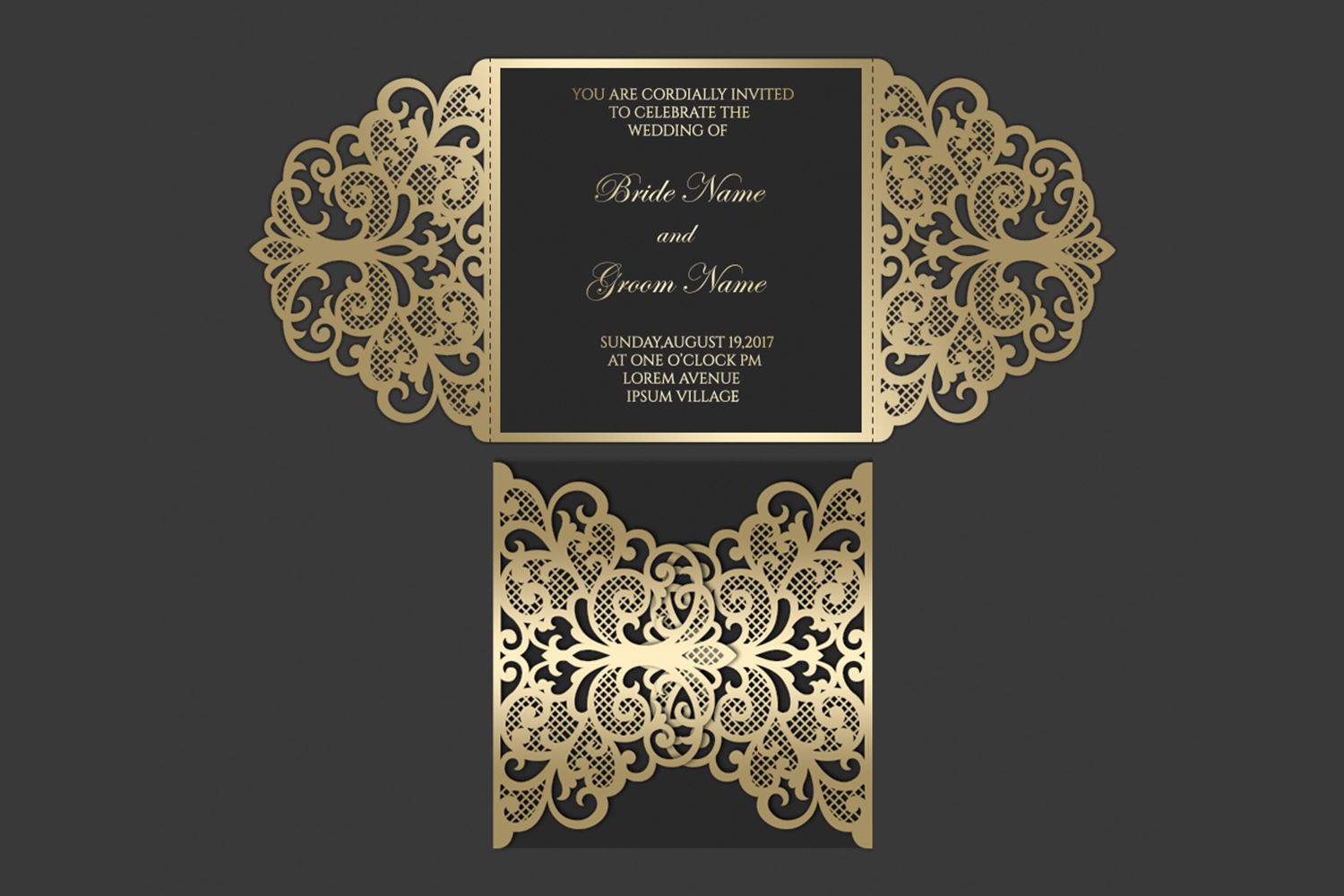 Download Gate fold wedding invitation , 5x5, SVG Cricut Template