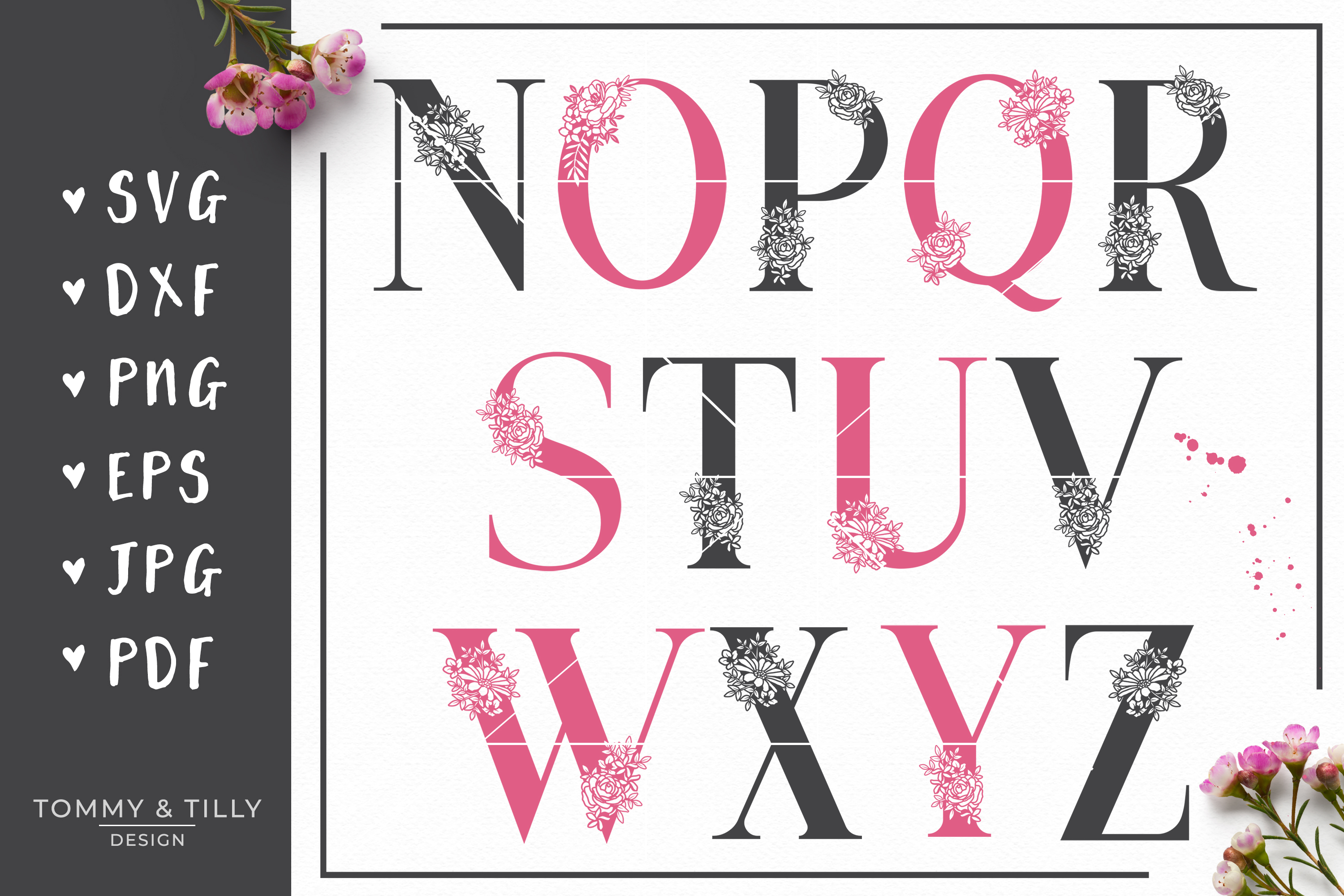 Download A-Z Floral Letters Bundle - SVG DXF PNG EPS JPG PDF Cut ...
