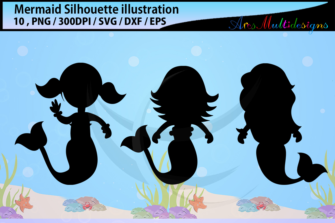 baby mermaid / Mermaid silhouette svg / water silhouette / beauty girl