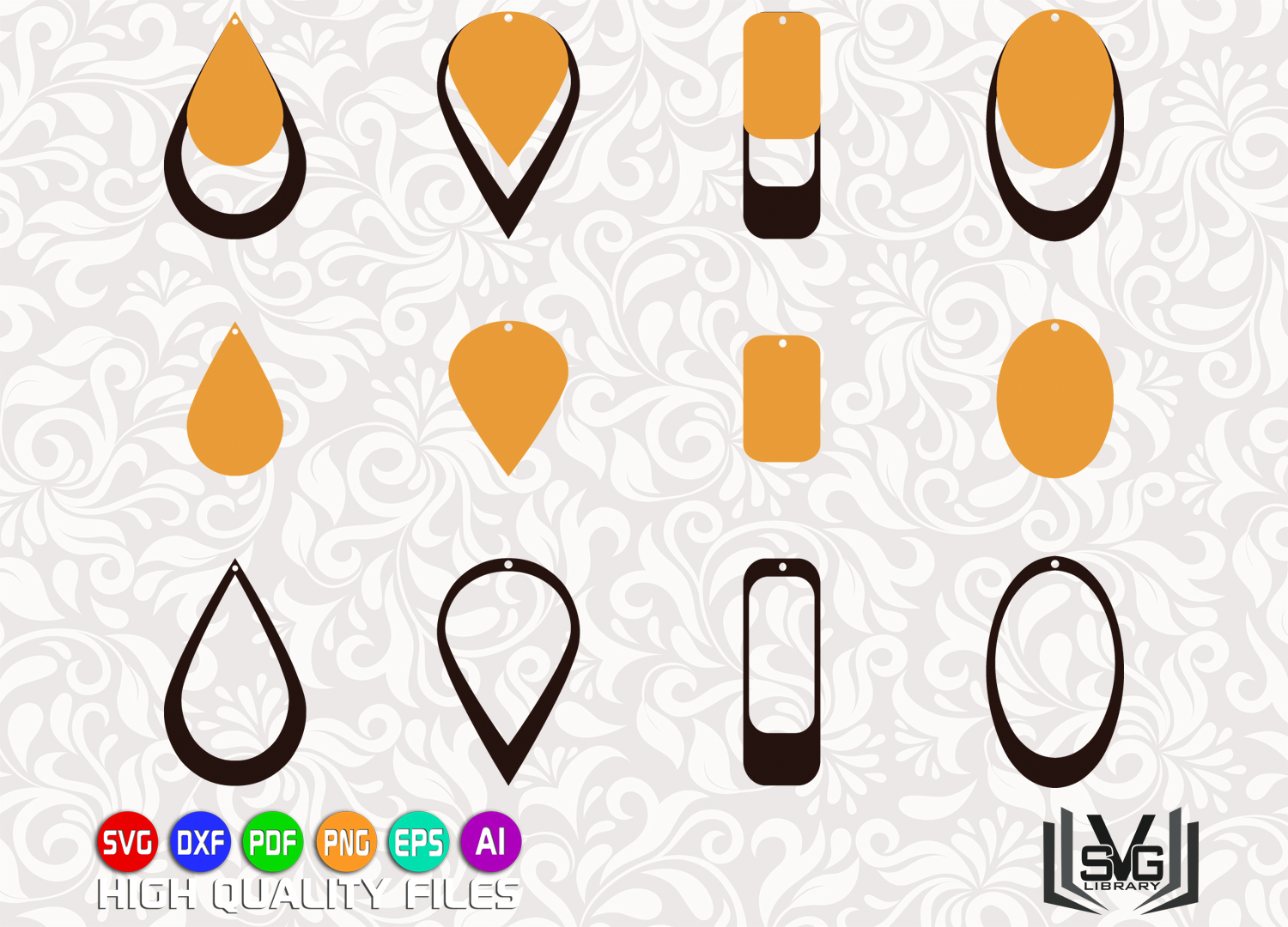 Download Stacked earrings template SVG - Cut files - leather earrings