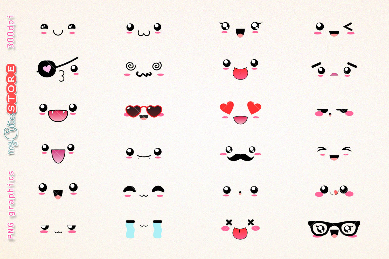 Kawaii expressions clipart emoticons funny expressions clip art png