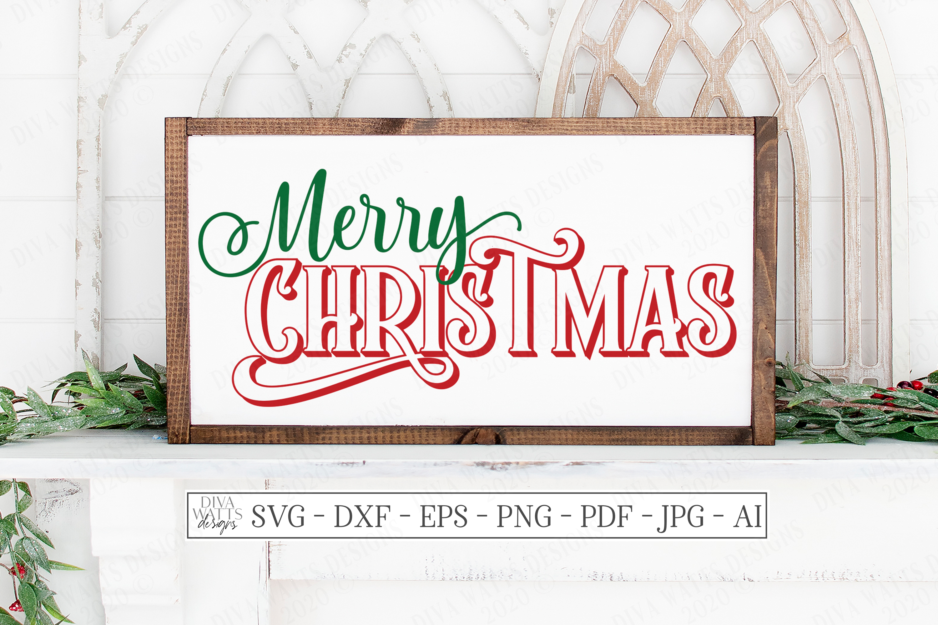 Download Merry Christmas - Farmhouse Script Vintage Retro - Sign SVG (518417) | SVGs | Design Bundles