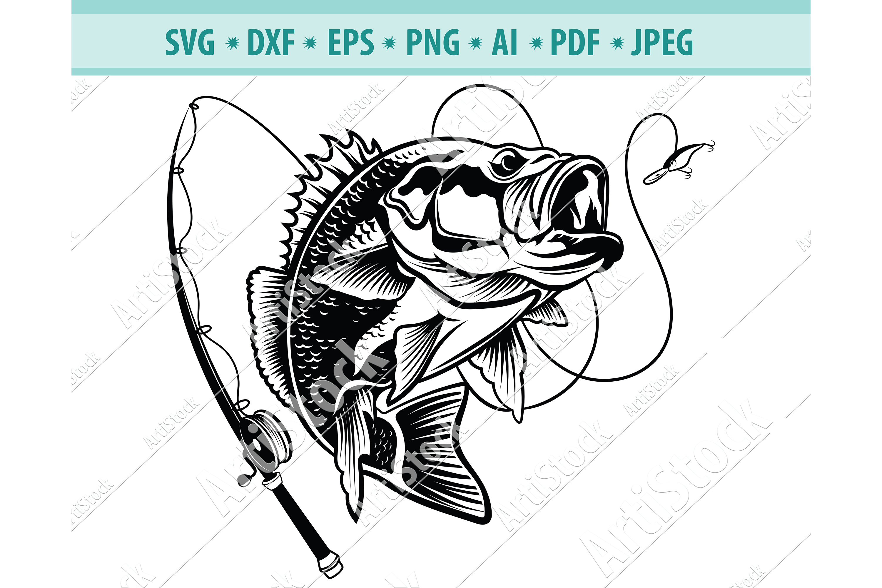 Bass Fishing Svg, Fishing Svg, Fishing Hooks Png, Dxf, Eps