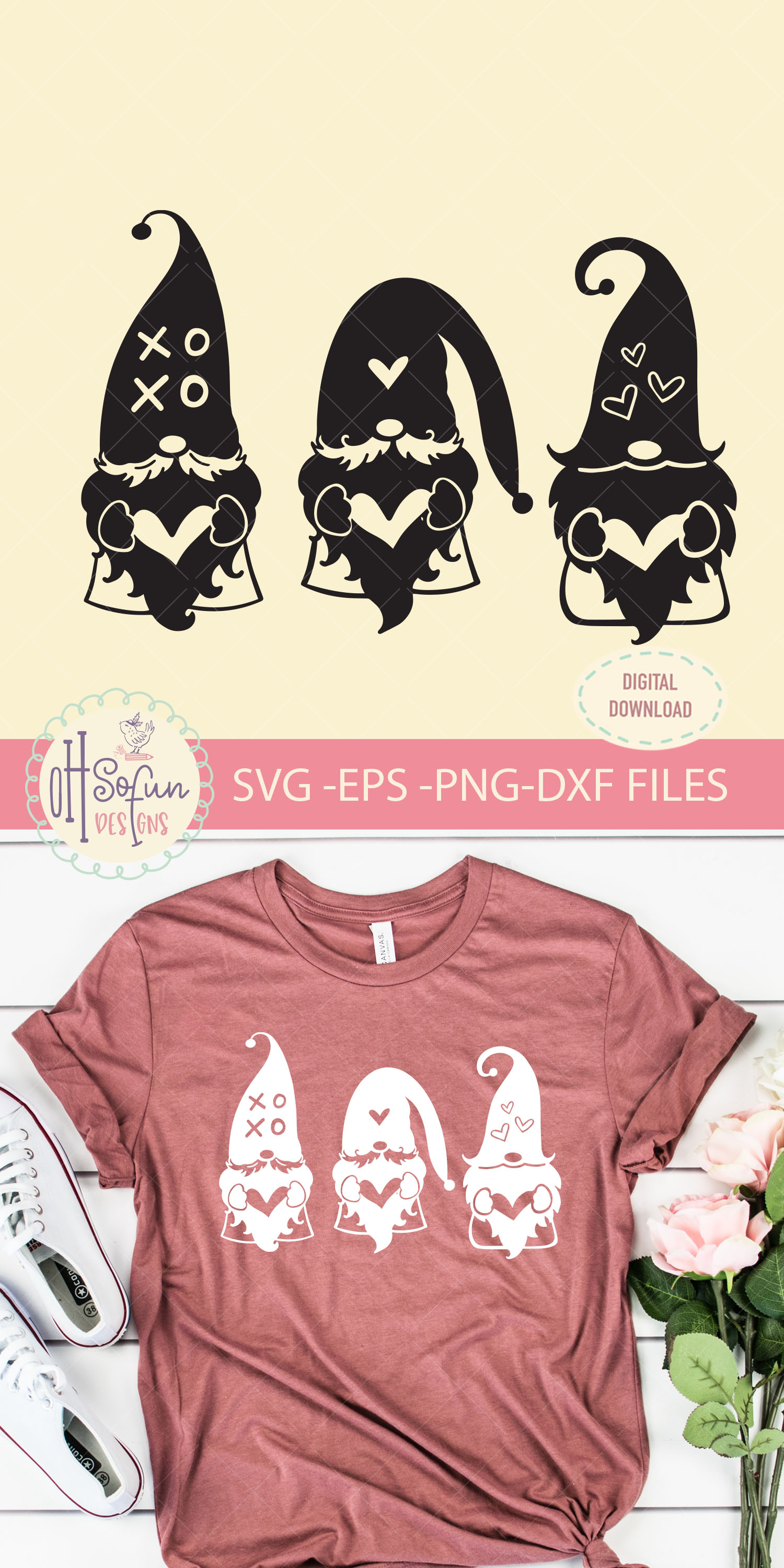 Download Valentine Gnome with heart BUNDLE , SVG cut file