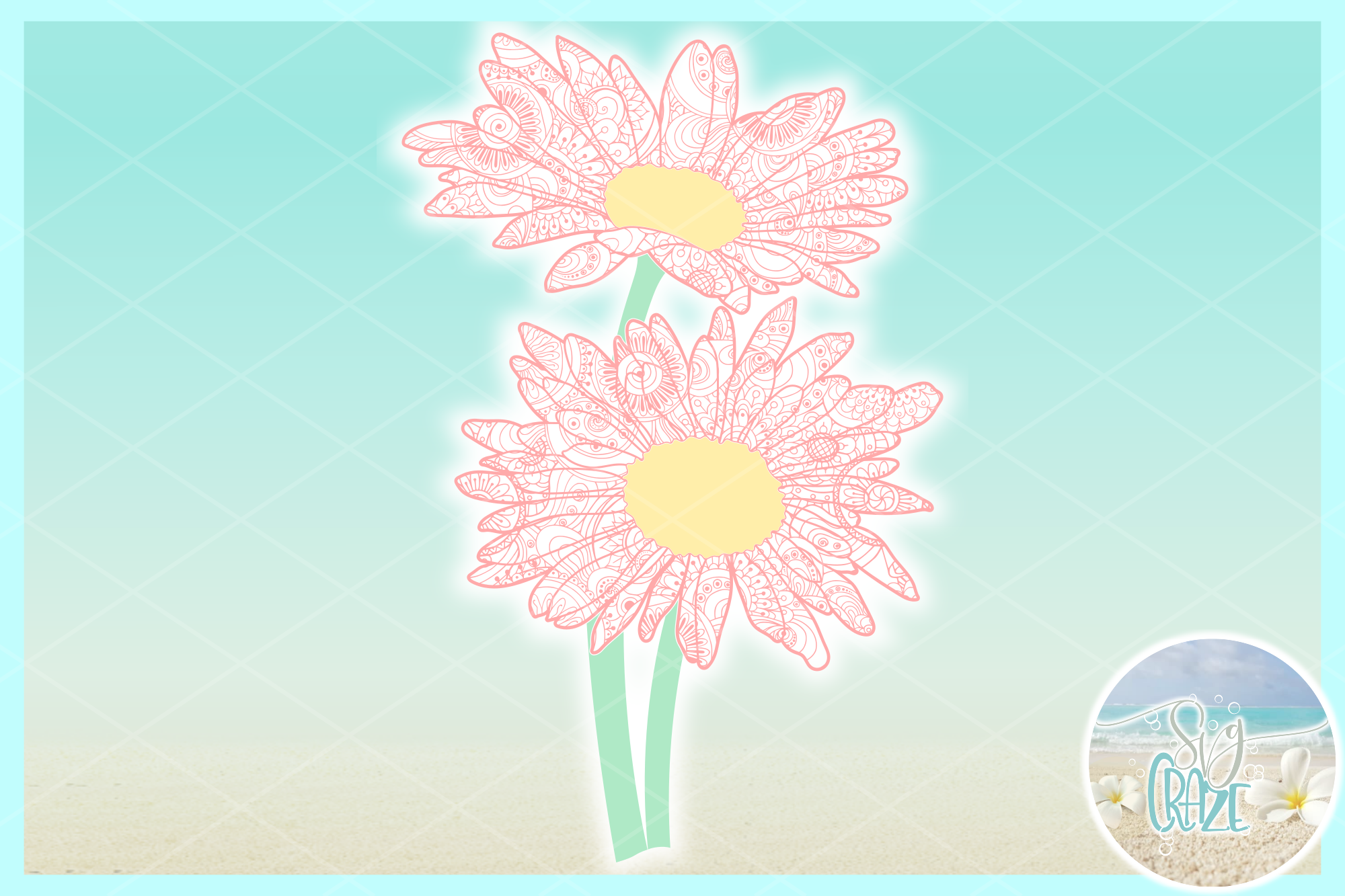 Download Gerbera Daisy Mandala Zentangle Svg Dxf Eps Png Pdf Files