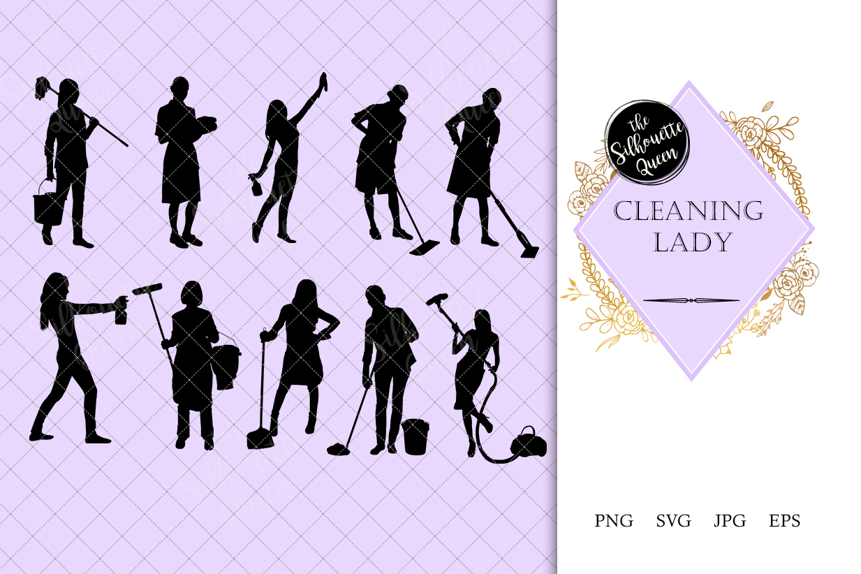 Download Cleaning Lady Silhouette |Maid Vacuum Vector (119715 ...