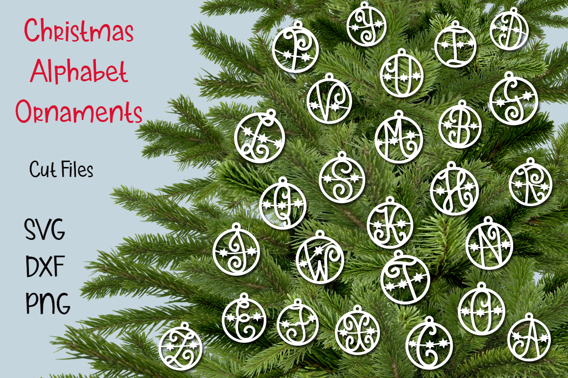 Download Christmas Alphabet Ornaments SVG Cut Files