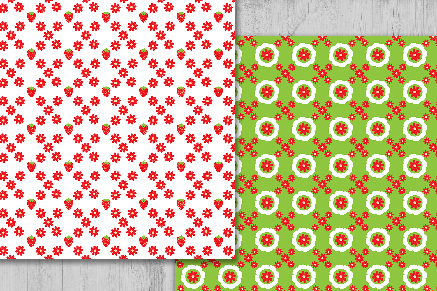Strawberry Digital Paper, Fruits Background, Flowers Pattern, Fruits ...